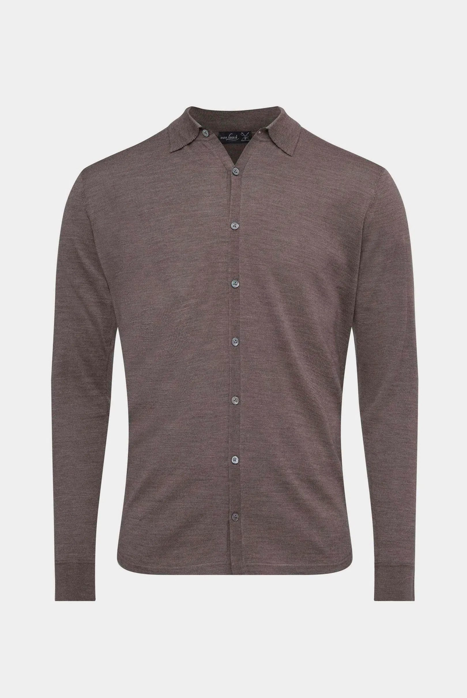 Van Laack Langarmhemd Strickhemd M-SAFINO - Gerade