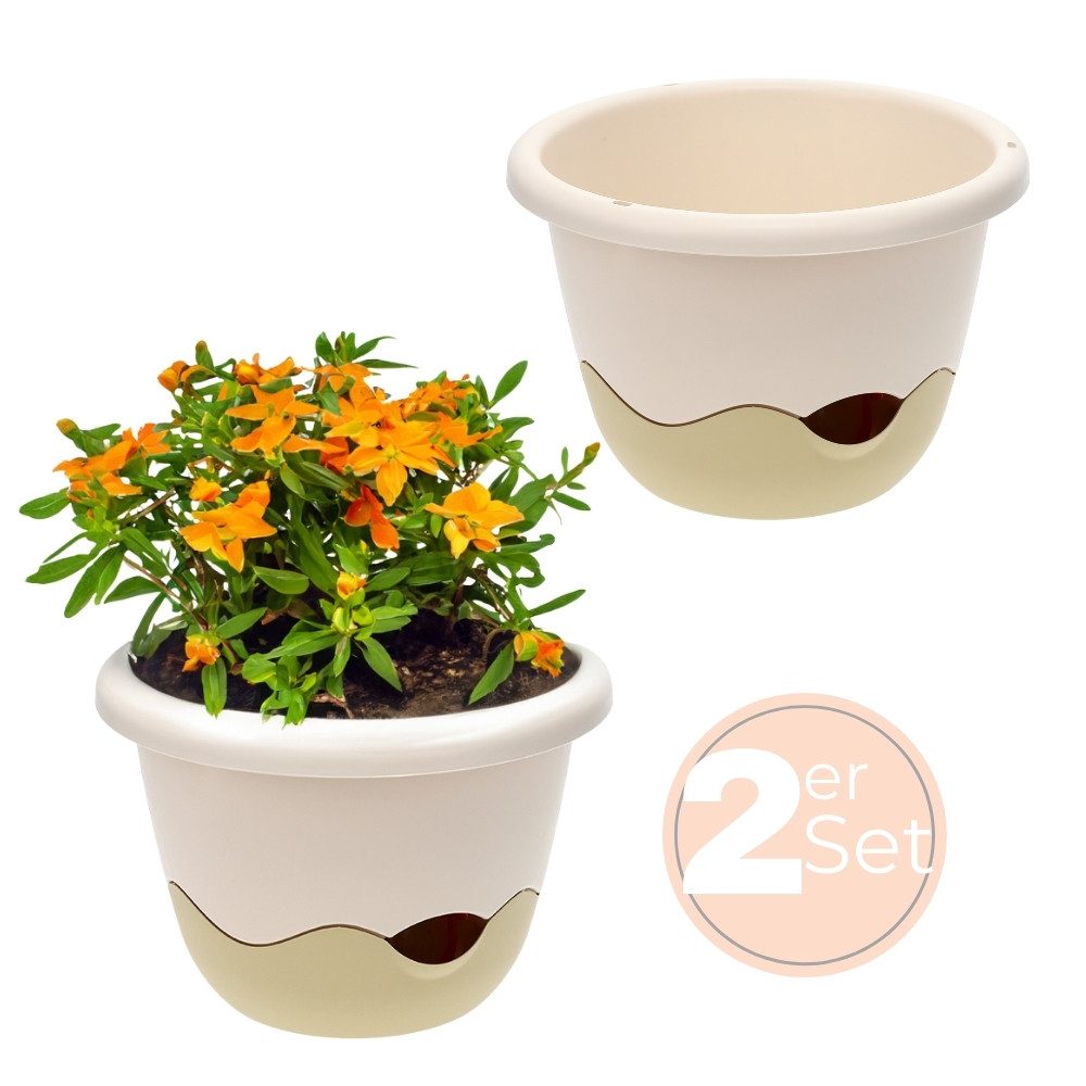 Blumentopf 2x Blumentopf zum hängen Blumenampel Kette Hängeblumentopf elfenbein