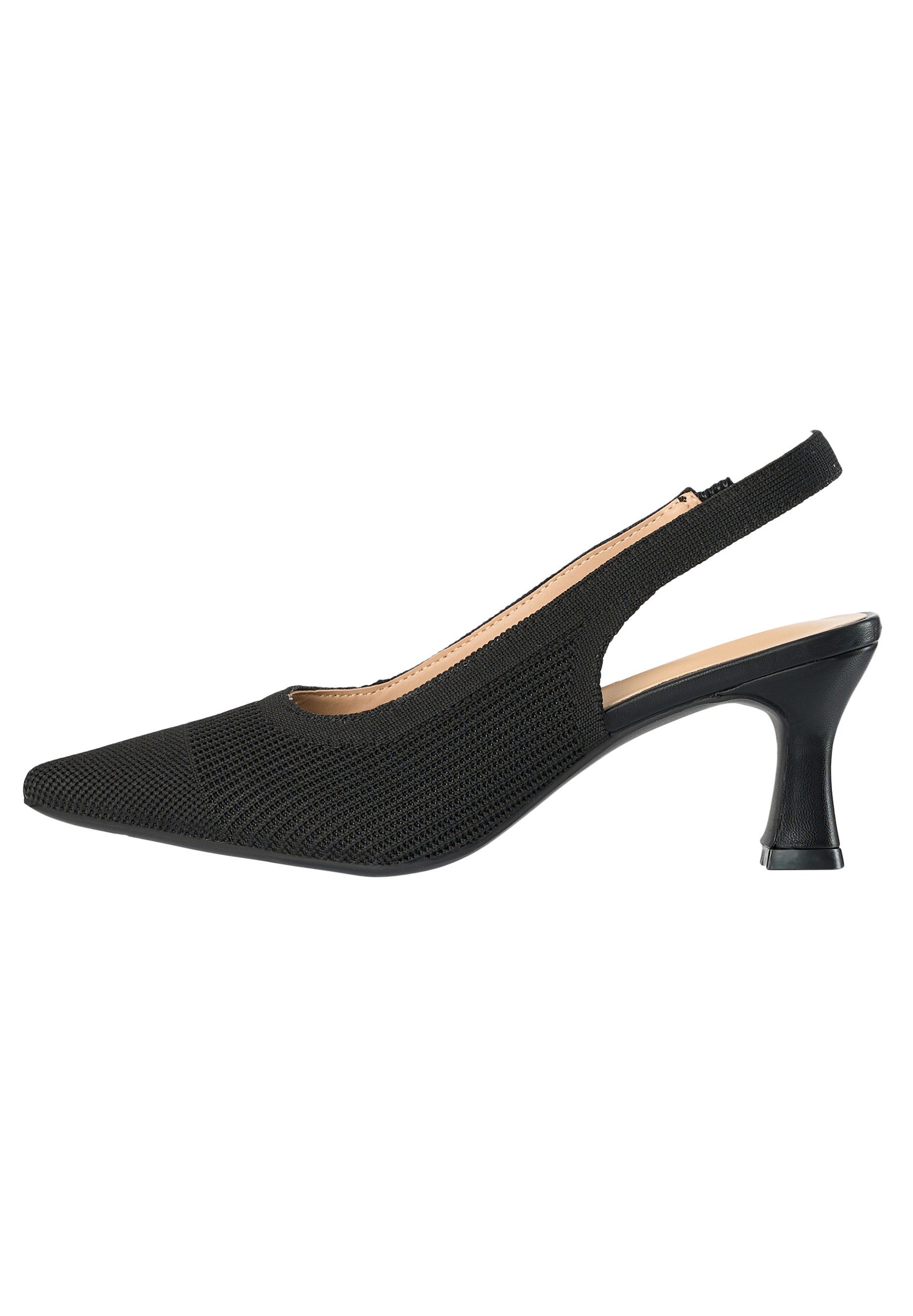 Salinyang Damen Slingback Pumps aus Strick mit spitzer Form und Absatz High Heel Sandalette