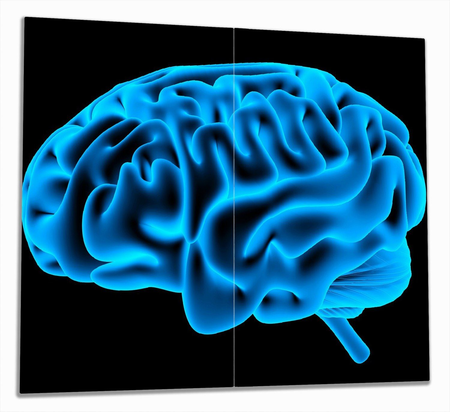 Wallario Herd-Abdeckplatte Menschliches Gehirn in leuchtend blauer Farbe, ESG-Sicherheitsglas, (Glasplatte, 2 tlg., inkl. 5mm Noppen), verschiedene Größen