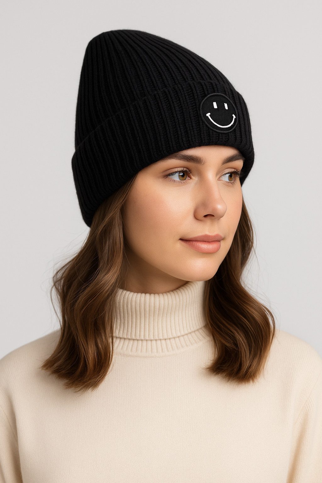 Faera Strickmütze Mit Smiley, Rippenstrick, weiches günstig online kaufen