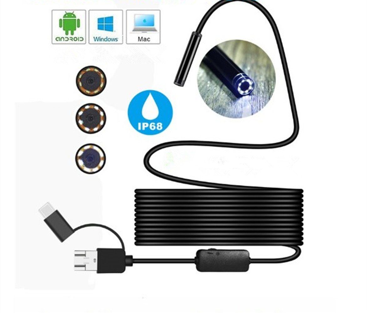 autolock Endoskopkamera mit Licht,8mm Endoskop Wasserdichtes Ip68 Inspektionskamera (HD, WLAN (Wi-Fi)