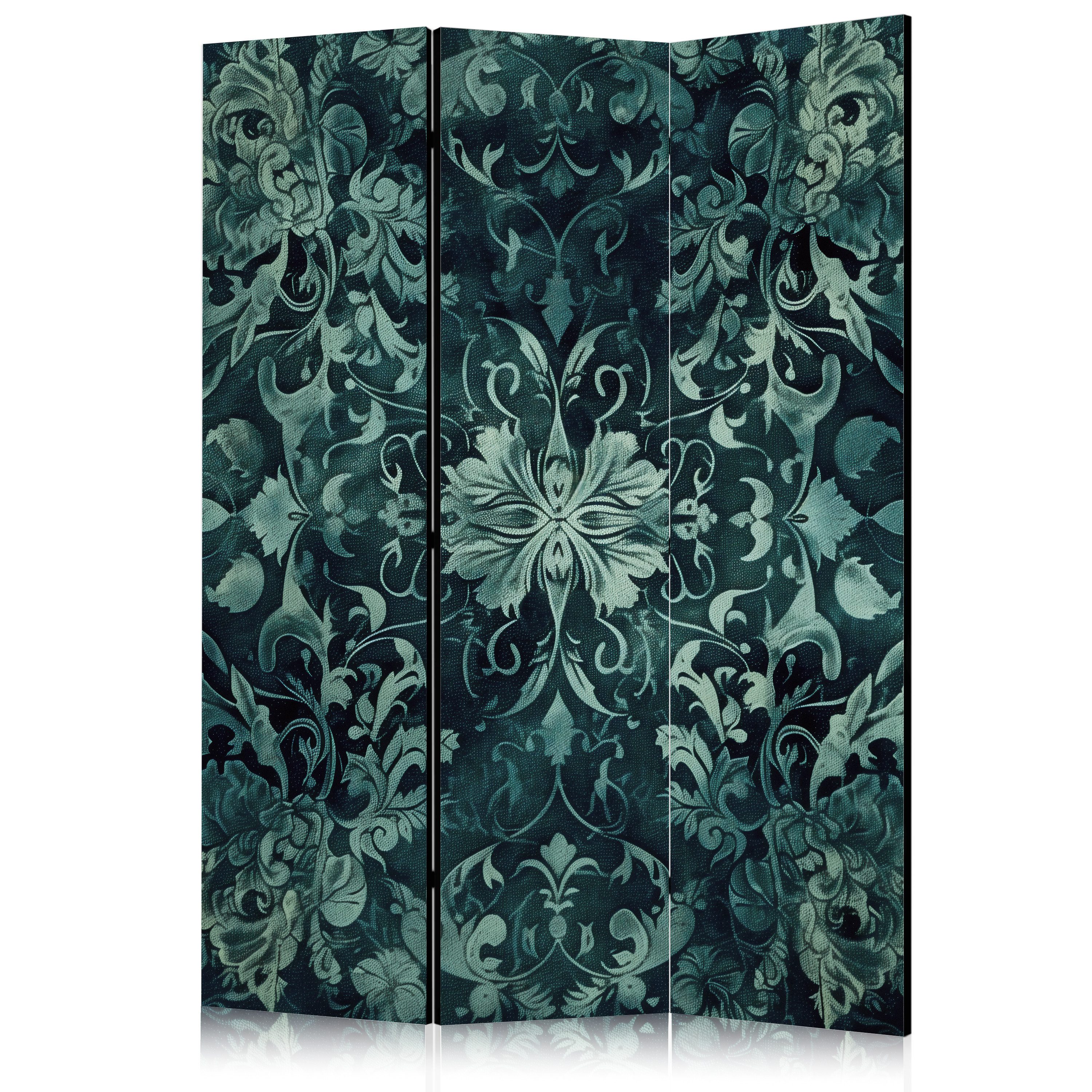 Muralo Paravent 3-teilig Raumteiler klappbar Smaragdgrüne Ornamente (Packung, 1 St., 135x172 cm), 3 Varianten, für das Schlafzimmer, das Wohnzimmer