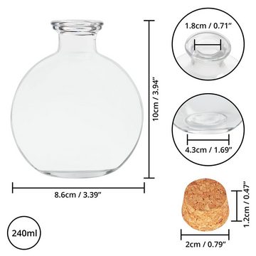 Belle Vous Flachmann Glasflaschen mit Korken in kugelförmigem Design, Kugelförmige Glasflaschen mit Korken