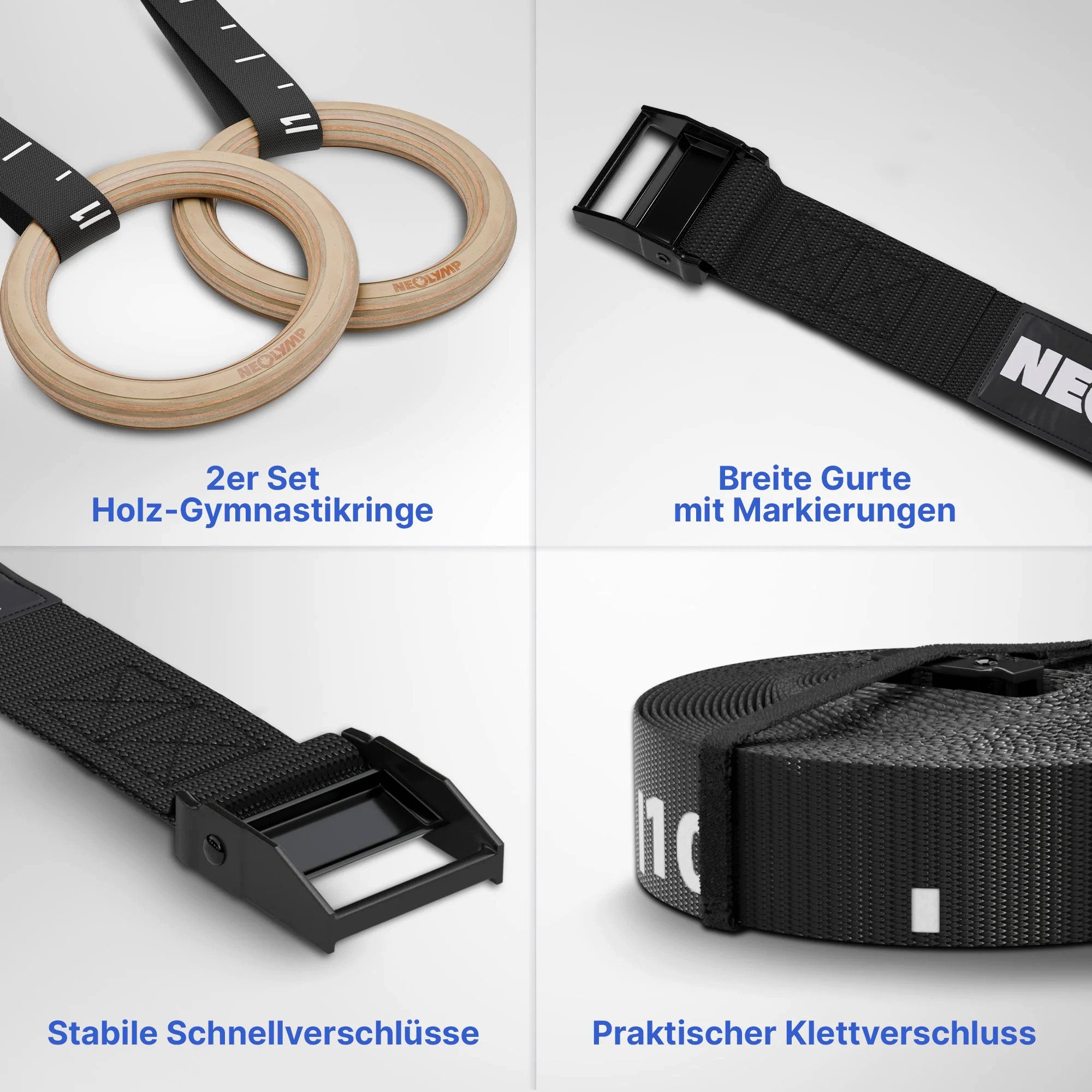 NEOLYMP Trainingsstation Calisthenics Set – Profi Calisthenics Equipment für Zuhause – Home Gym, (Komplettset unseres Calisthenics Bundle - Ideal fürs Home Gym), Komplettes Calisthenics-Setup - Eigengewichtstraining - Platzsparend