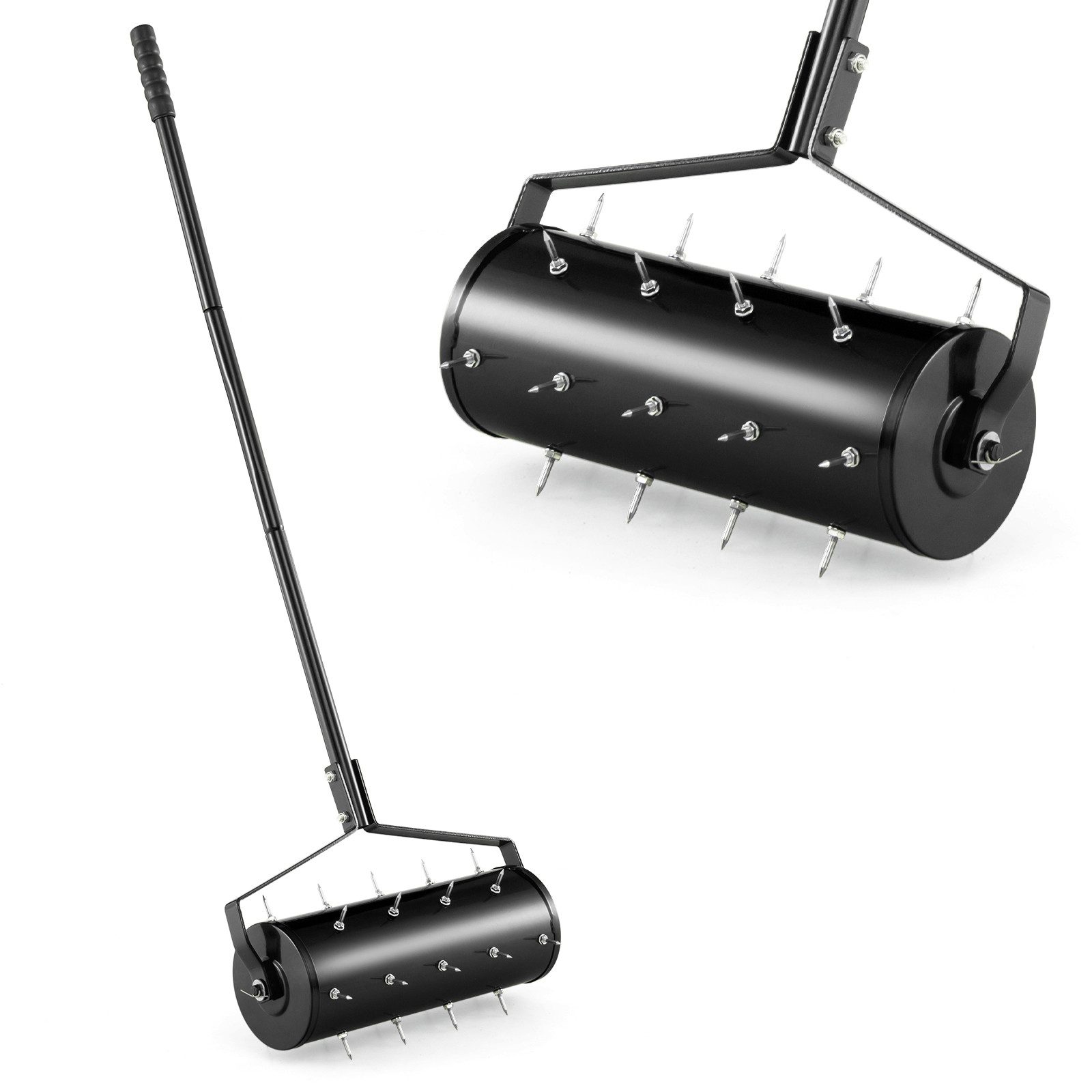 COSTWAY Rasenlüfter, (1-tlg), Rasenrolle mit Stiel & Nägeln, 44x128 cm, schwarz