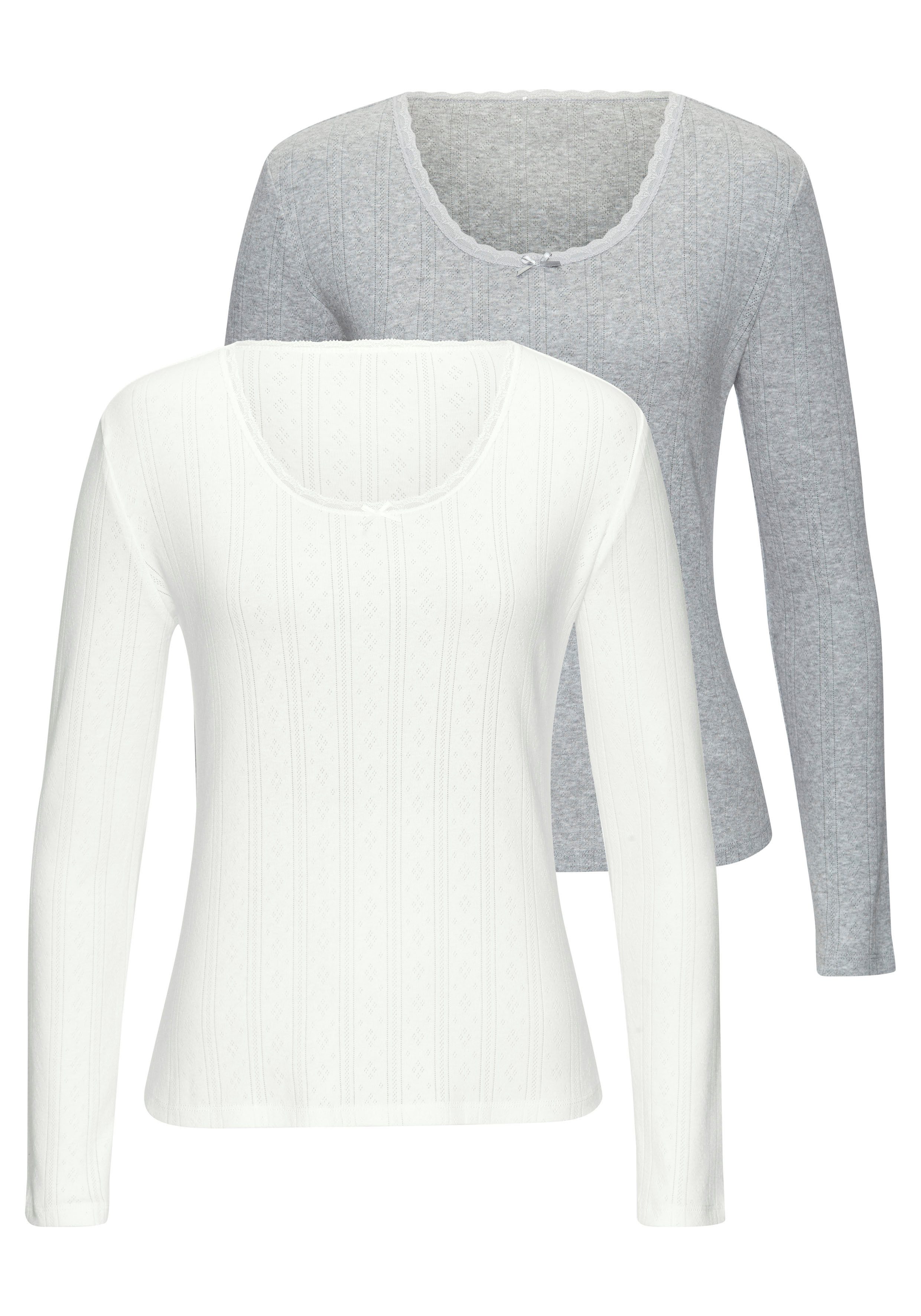 Vivance Langarmshirt (2er-Pack) aus weichem Pointelle-Strick günstig online kaufen