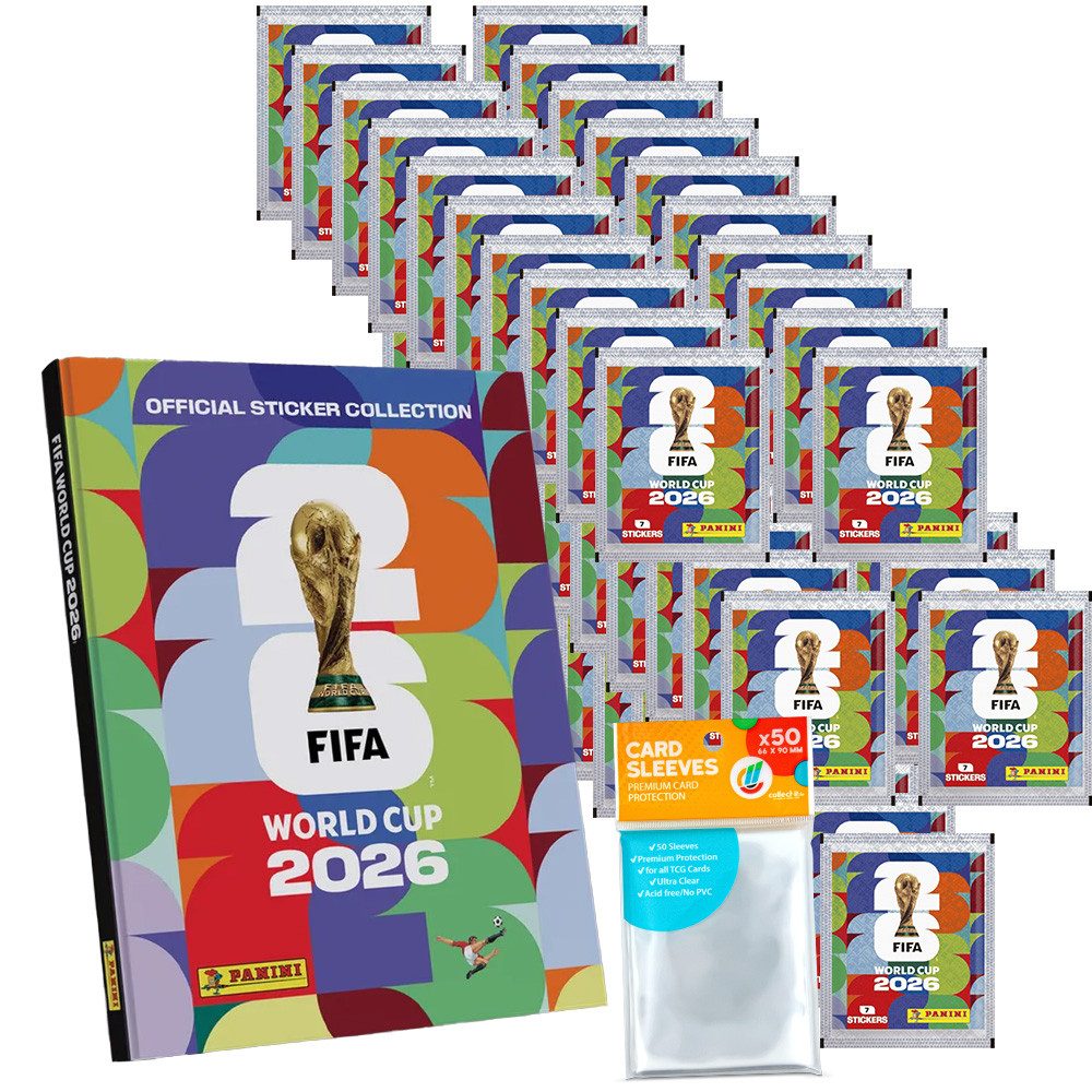 Panini Sammelkarte World Cup 2026 Sticker - 1 Hardcover Album+50 Tüten+Collect-it Hüllen