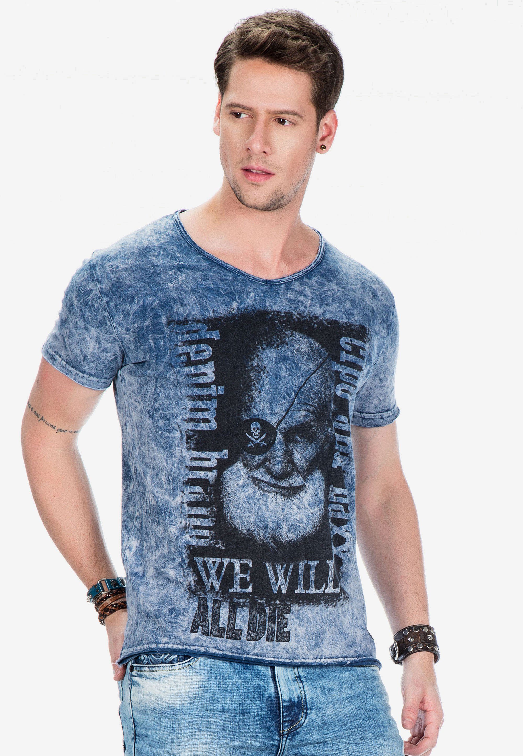 Cipo blau tollem T-Shirt Baxx mit Frontprint &