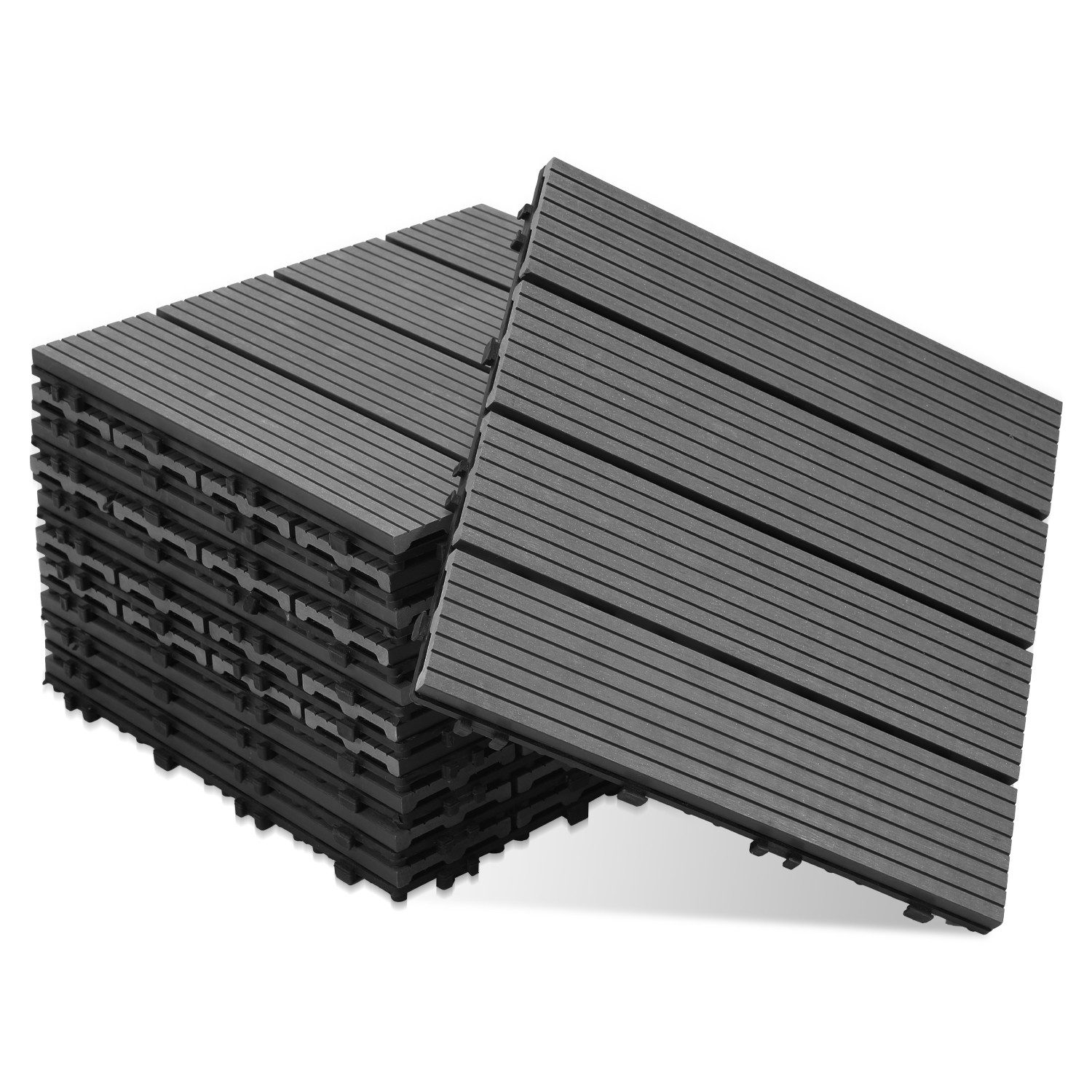 Clanmacy Holzfliesen WPC Terrassenfliesen Holzfliesen 30x30cm günstig online kaufen