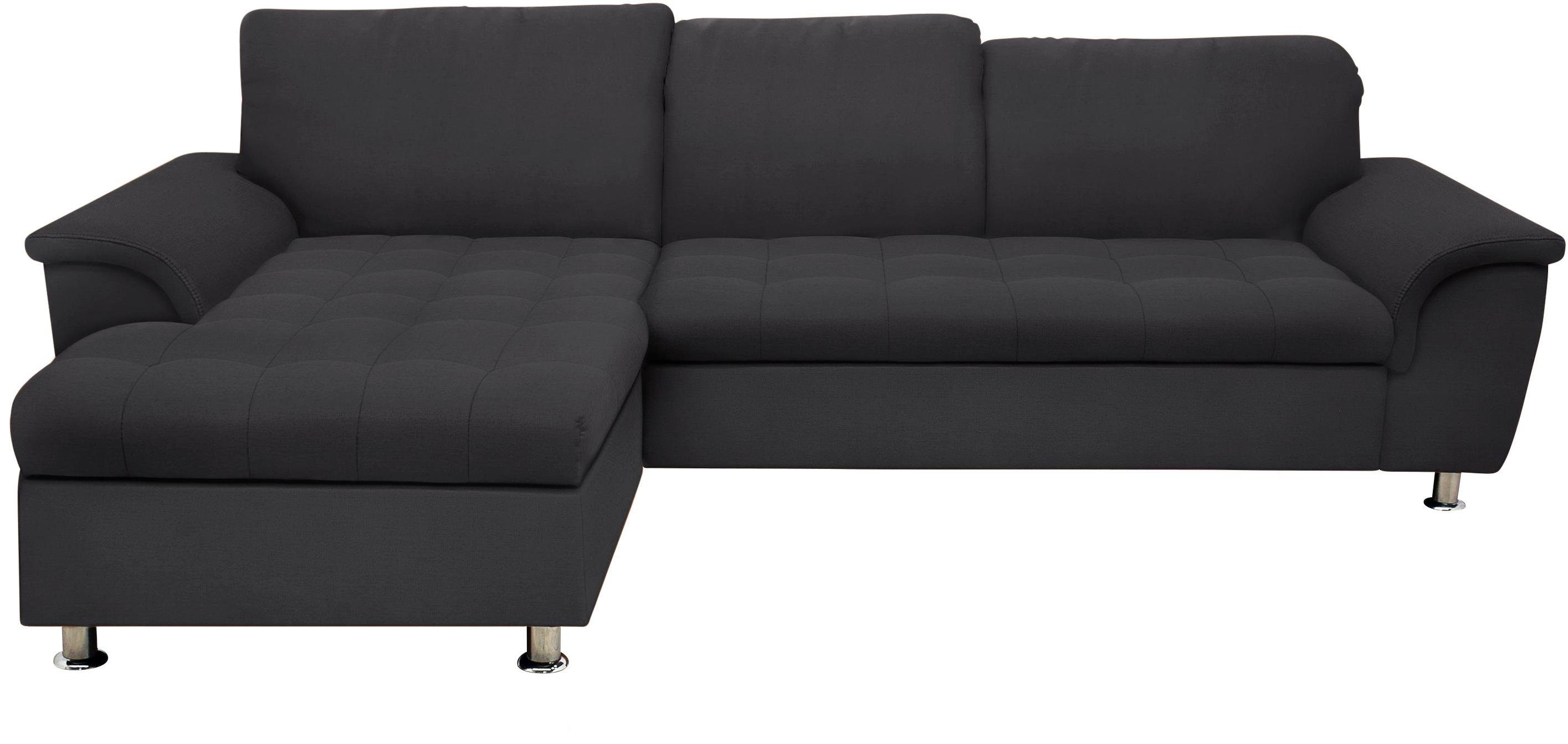 DOMO collection Ecksofa FRANZI 278x170x81 cm, Steppung im Sitzbereich, L-Form, mit Kopfteilverstellung, Flachgewebe, graphite – Bild 2 von 5