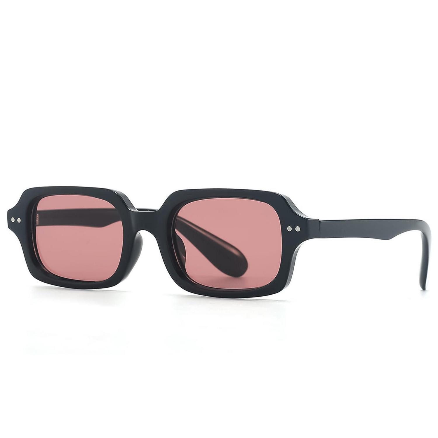LuxusKollektion Retrosonnenbrille Sonnenbrille Herren Damen Eckig getönte Schwarz-rosa 50 Millimeter