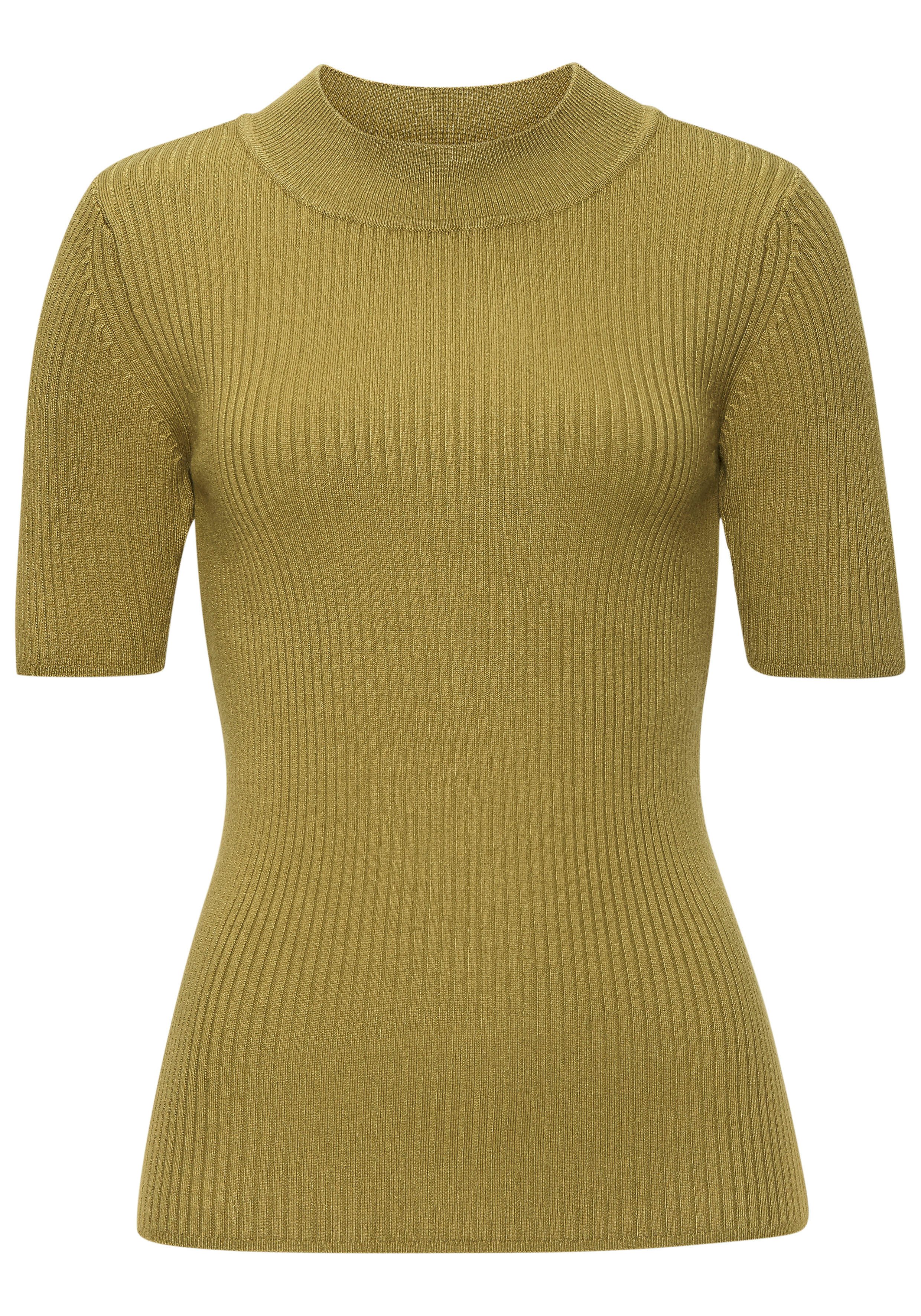 LASCANA Kurzarmpullover mit Rippstruktur, figurbetonter Strickpullover, günstig online kaufen