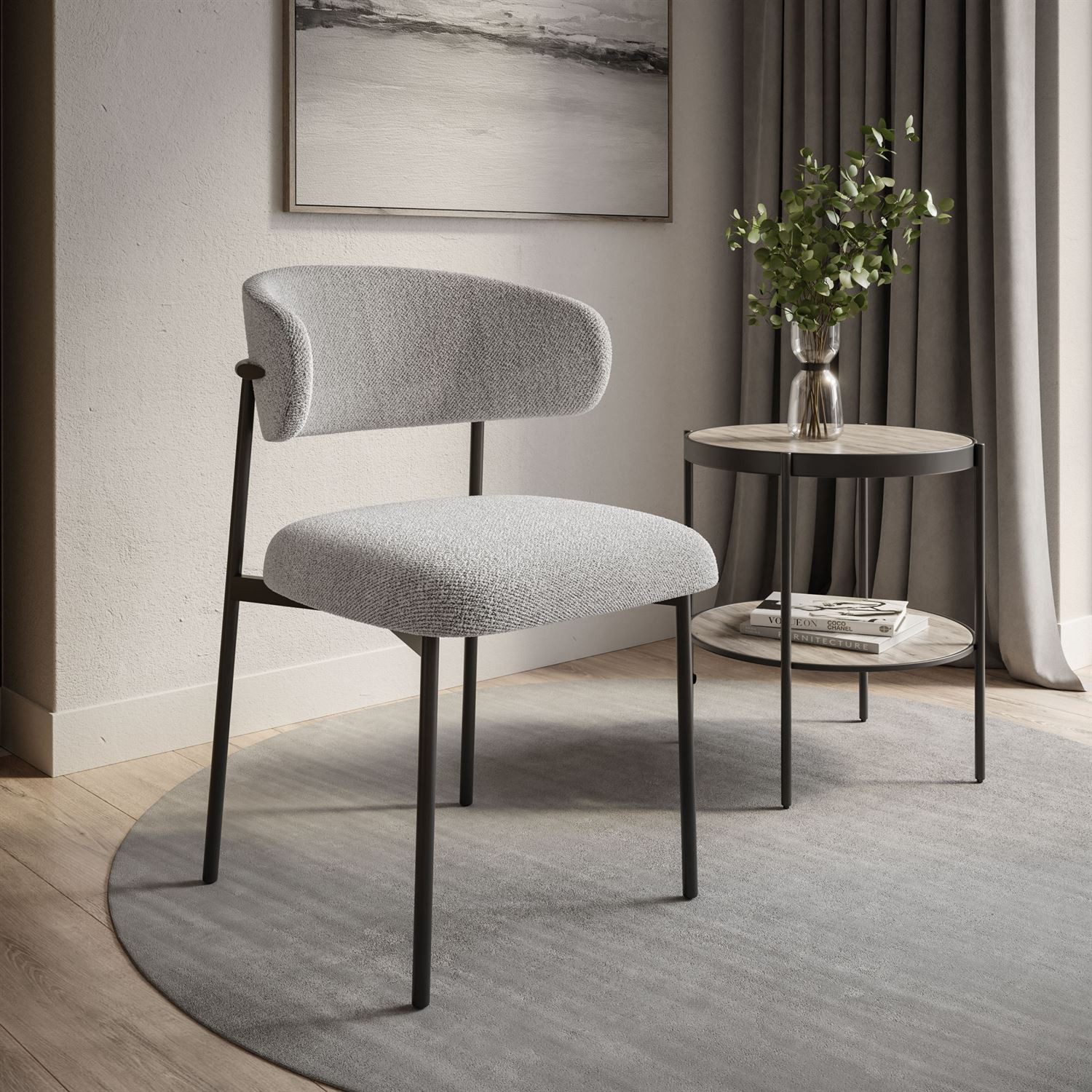 Lookway Polsterstuhl ELYSE Moderner Stuhl mit schwarzen Metallbeinen