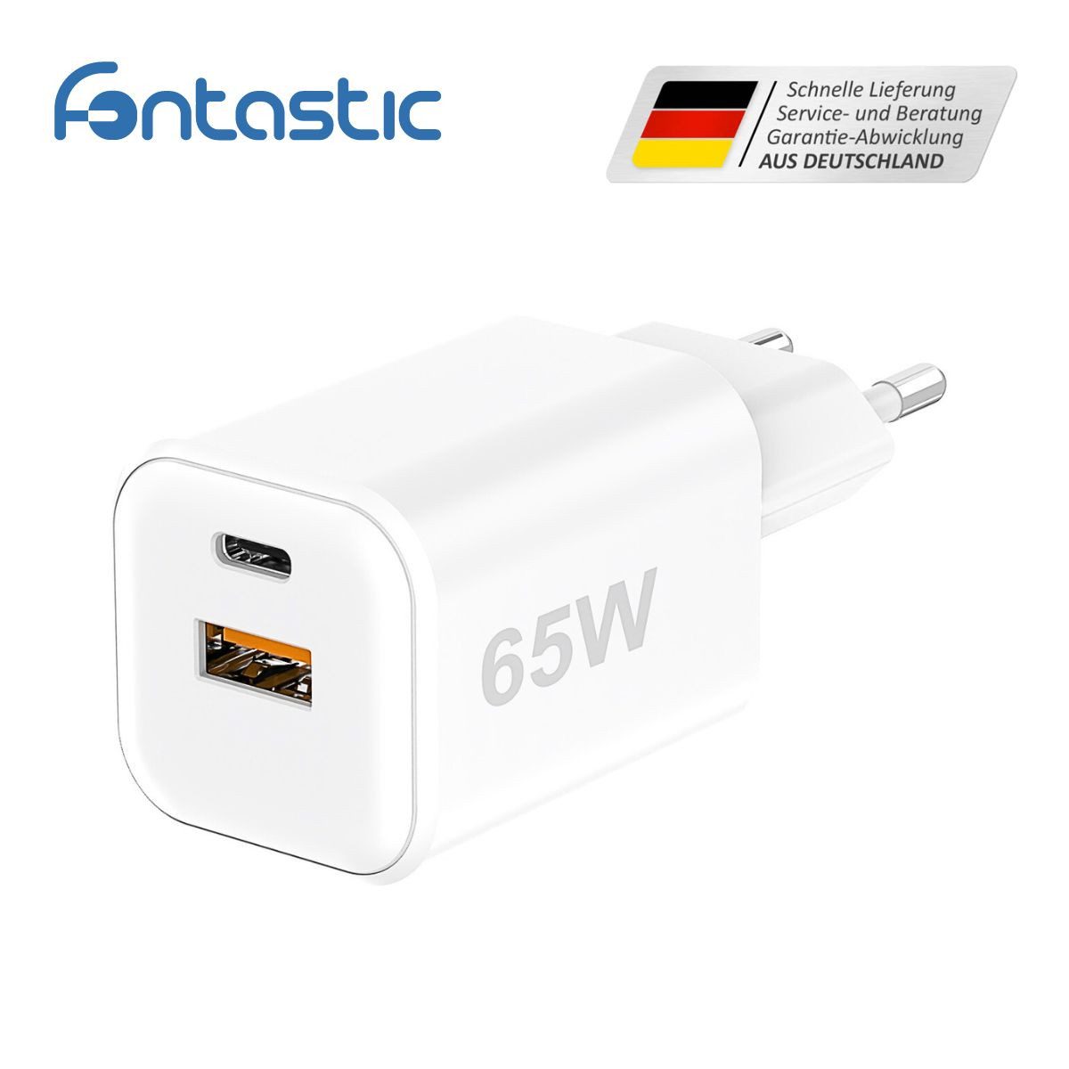 fontastic MINI GaNto 65W WS Schnelladegerät USB-A / USB-C USB-Ladegerät