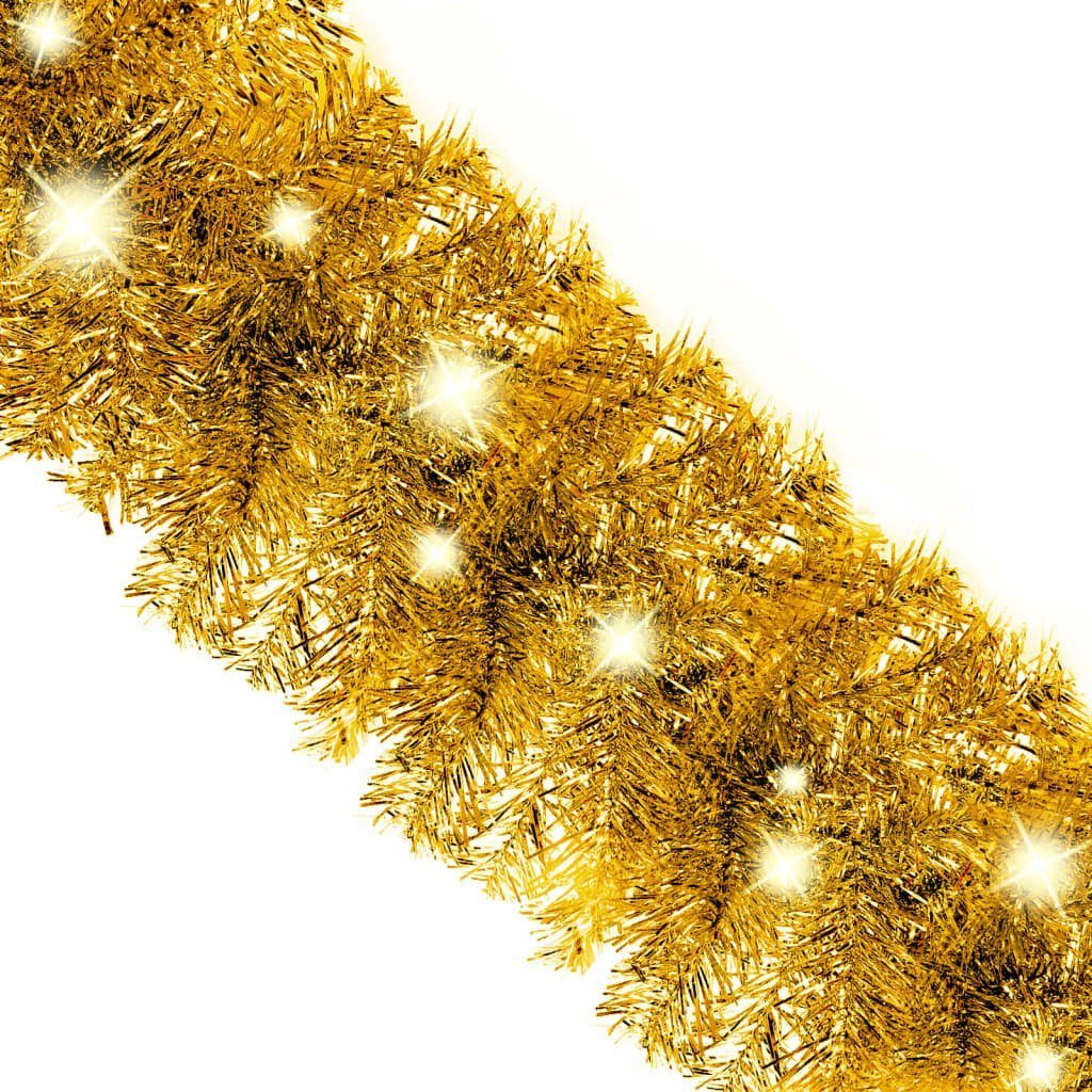 vidaXL Christbaumschmuck Weihnachtsgirlande mit LED Golden (1-tlg) 5 m