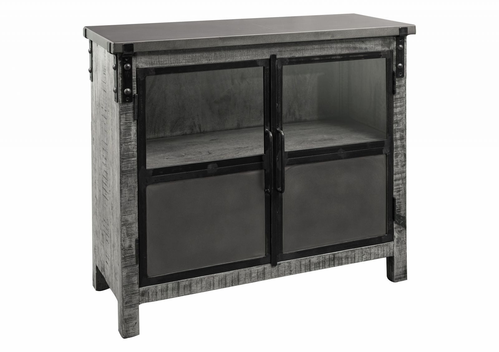 Massivmoebel24 Sideboard HEAVY INDUSTRY Mango Massivholz grau (Massivholz montiert 41 kg HEAVY INDUSTRY #127), Mango 100x40x90 cm (BxTxH) grau lackiert