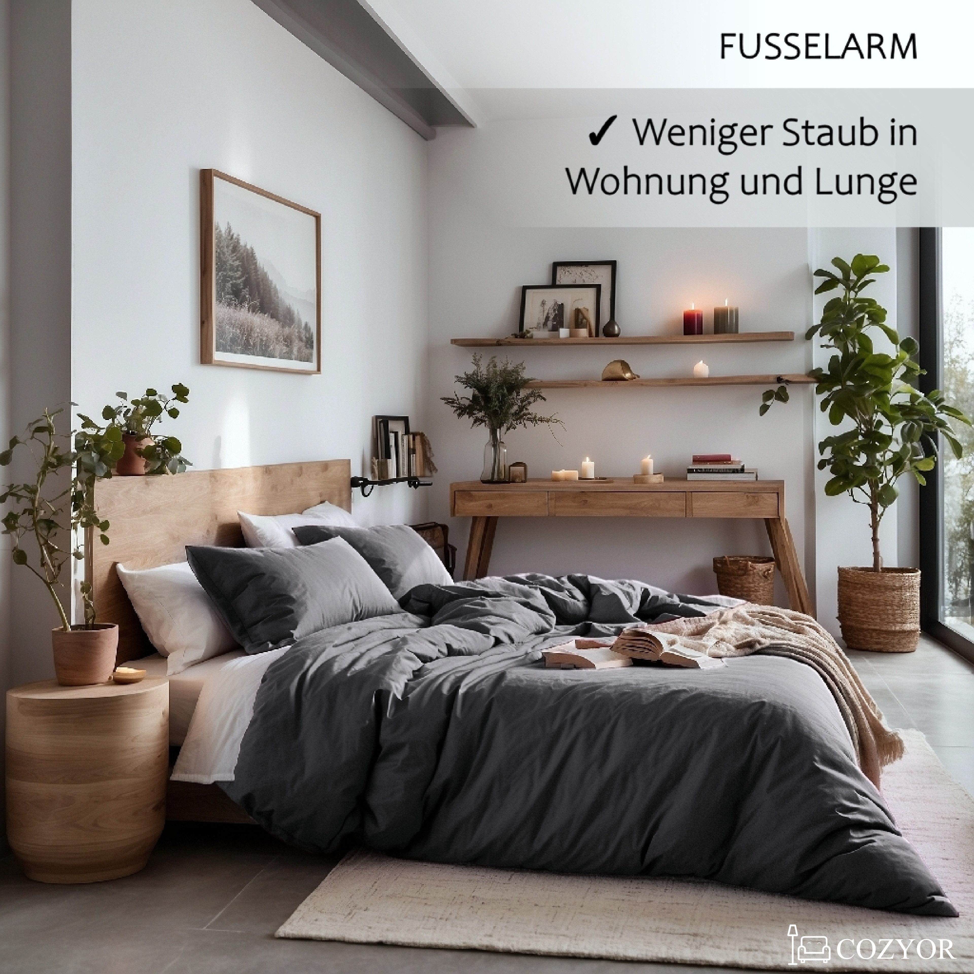 Cozyor Bettwäsche Allergiker Bettwäsche extra weich, 135x200 155x200 155x220 200x200, Mikrofaser, 2 teilig, allergikerfreundlich