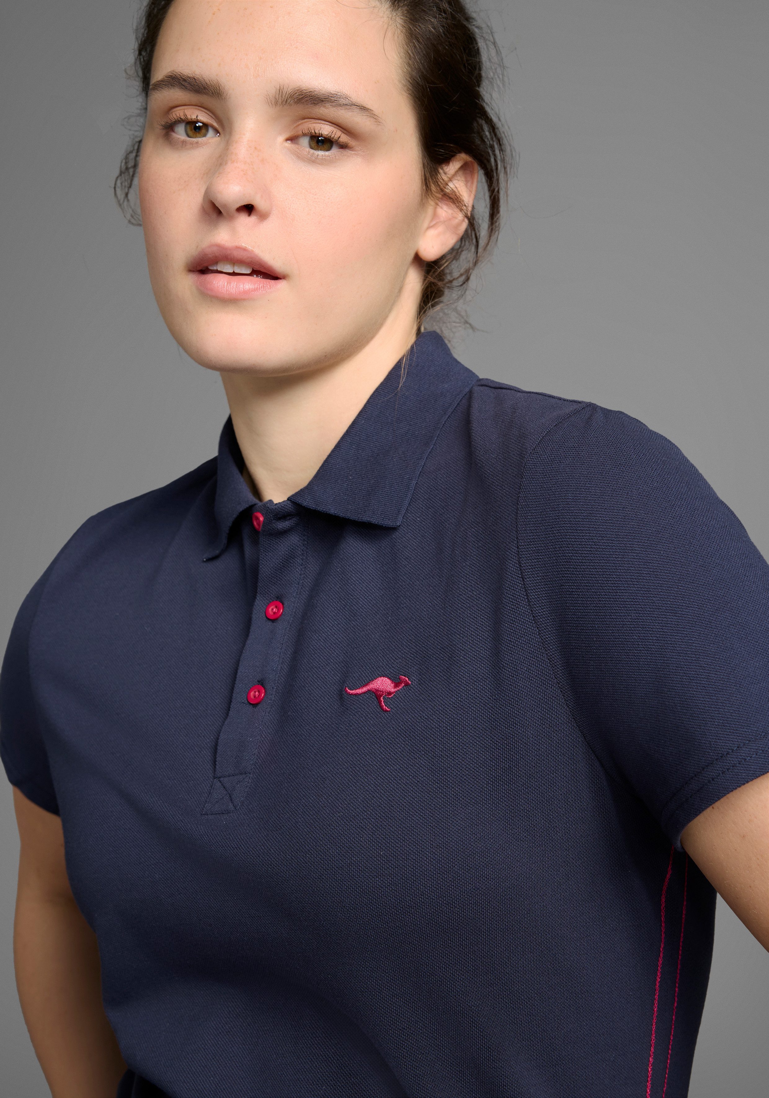 KangaROOS Poloshirt Kurzarm, unifarben, Polokragen, aus Baumwolle, große Größen