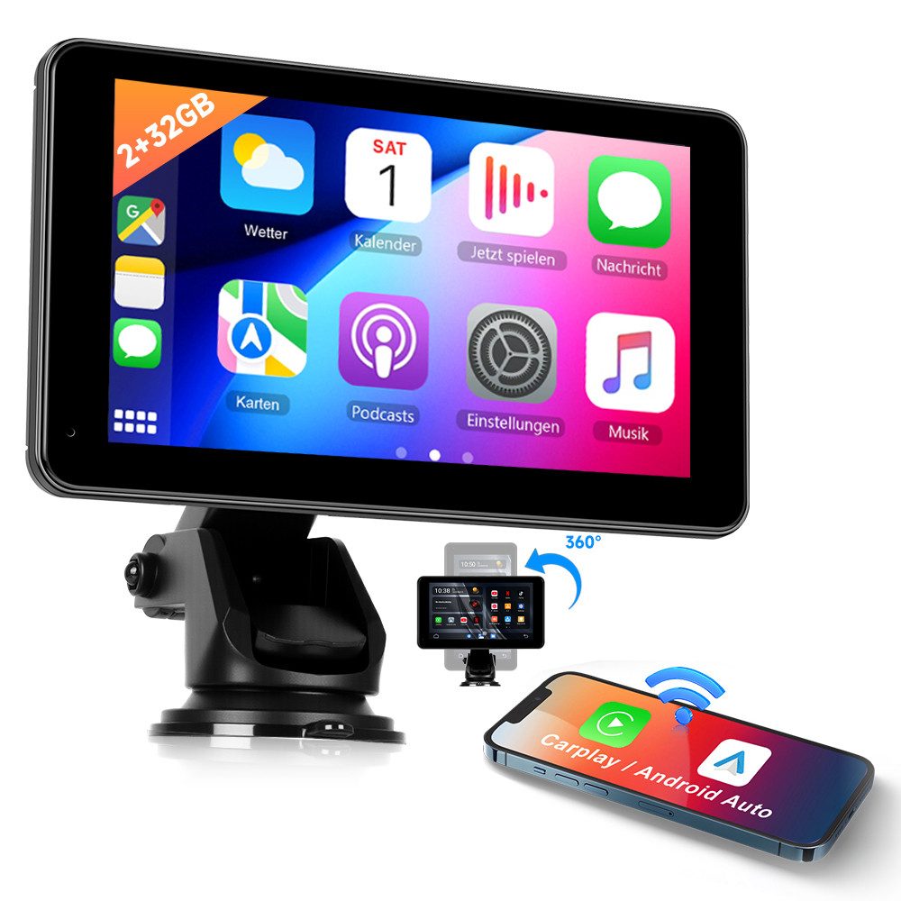 7-Zoll 2+32 Android 15.0 HD Bildschirm CarPlay Auto Video Player Navigationsgerät