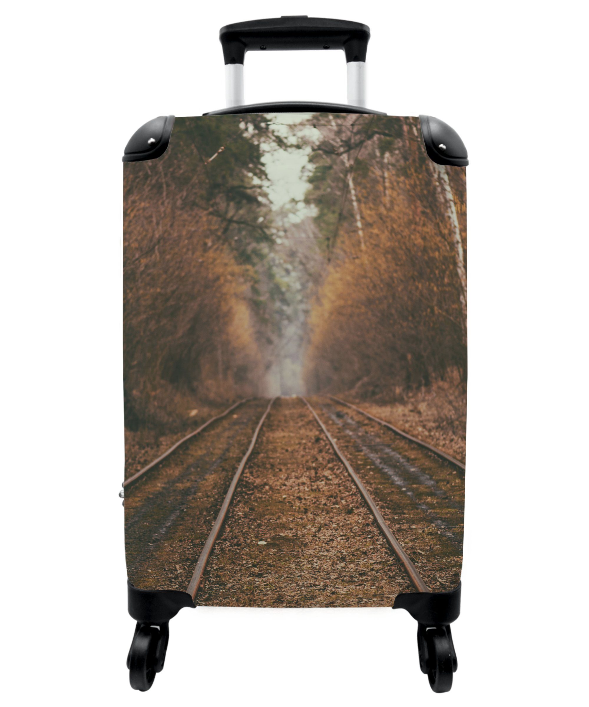 NoBoringSuitcases.com© Handgepäckkoffer 55x35x20cm Weg - Baum - Wald - Herbst, 4 Rollen, Handgepäck Trolley Rollkoffer Kleine Reisekoffer mit 4 Rollen - Cabin