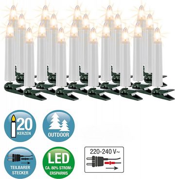 Hellum Lichterkette Hellum 20er LED-Filament-Riffelkerzenkette klar/weiß außen