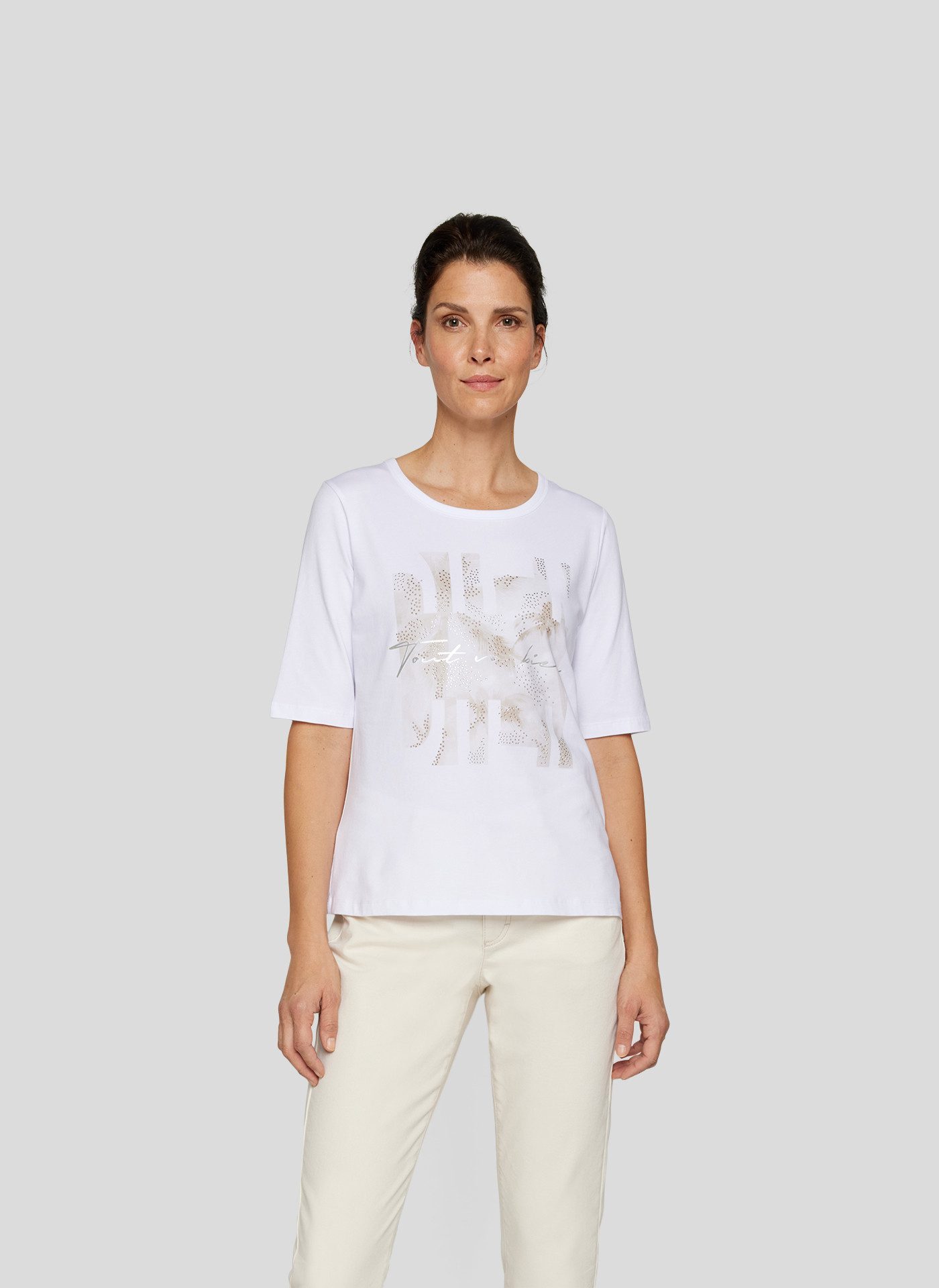 Rabe Rundhalsshirt mit Glitzer-Print und Stretch günstig online kaufen
