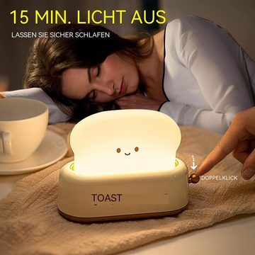 Gontence Nachtlicht Nachtlicht Toaster mit Licht, wiederaufladbar, Smiley-Toast, niedliche Dekoration