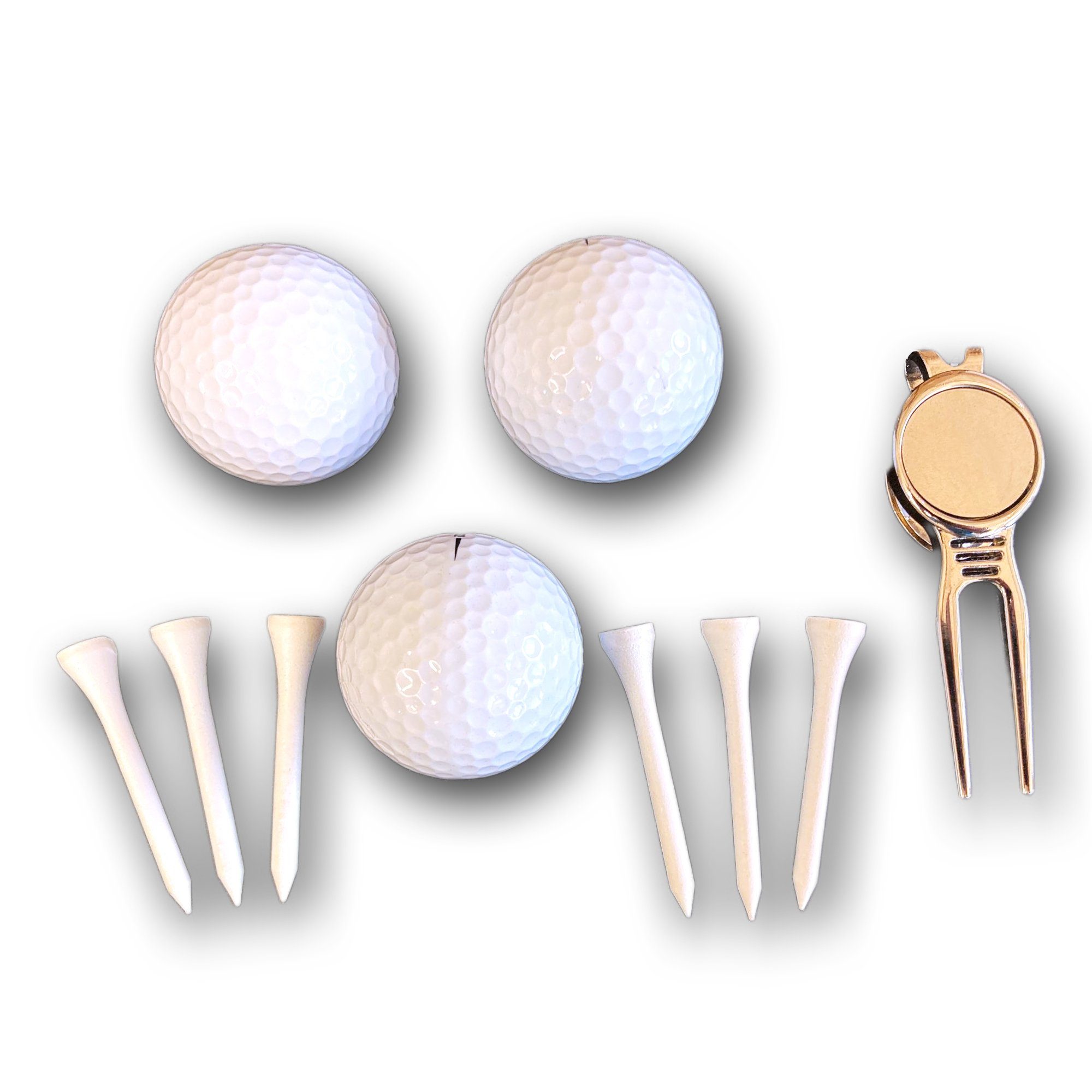 Lasernauten Golfball Golfball Set mit 3 Wilson Bällen, Gabel und 6 Tees in Geschenkbox