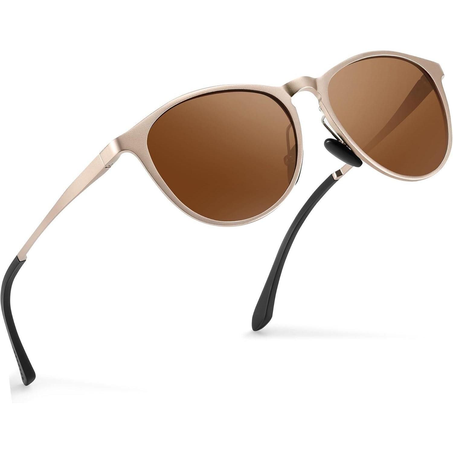 LuxusKollektion Retrosonnenbrille Sonnenbrille rund Retro Metall ultraleicht gold/tee