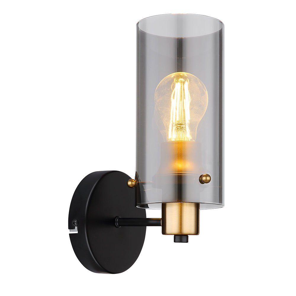 etc-shop LED Wandleuchte, schwarz, Retro Wandlampe Leuchtmittel inklusive, nicht Lampenschirm Rauchglas Wandlampe