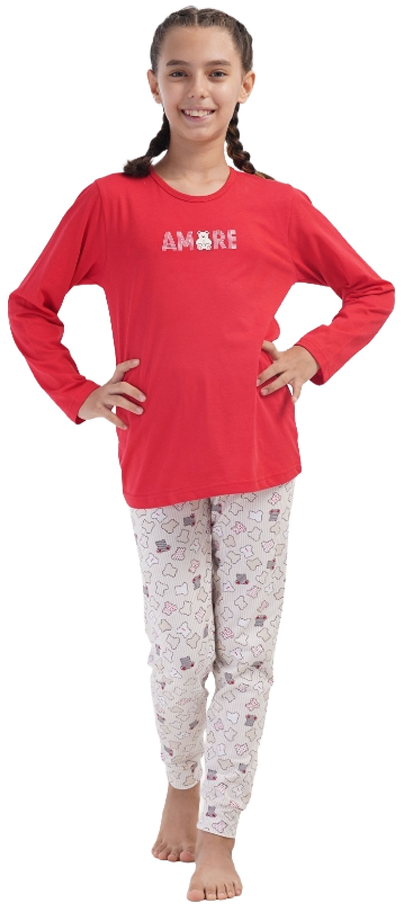 Vienetta Schlafanzug Kids (Set, 2 tlg., 2-teilig) Mädchen Pyjama lang Langarm Baumwolle Bündchen
