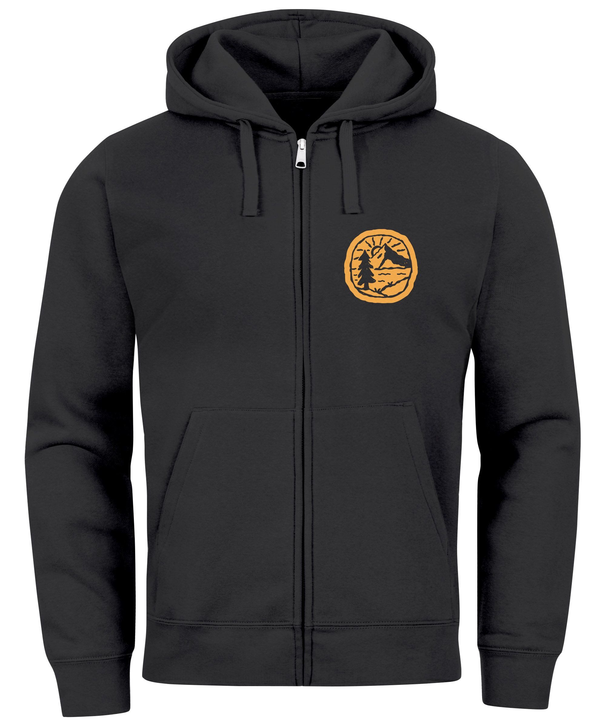 Sweatjacke Zip Hoodie Herren Print Outdoor Logo Bäume Wald Sweatjacke mit Kapuze