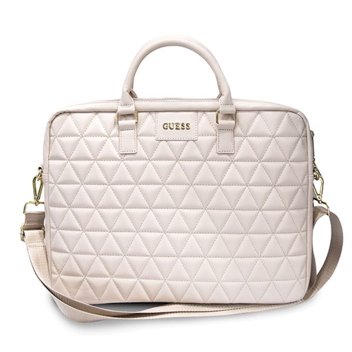 Guess Laptop-Hülle Guess Universell bis 16" Notebook / Tablet Tasche Torba Quilted Creme