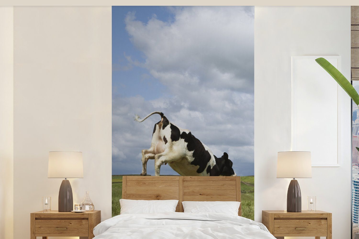 Wolken, - Küche, Vliestapete bedruckt, Matt, Kuh St), Wohnzimmer Windmühle für (2 MuchoWow Fototapete Fototapete - Schlafzimmer