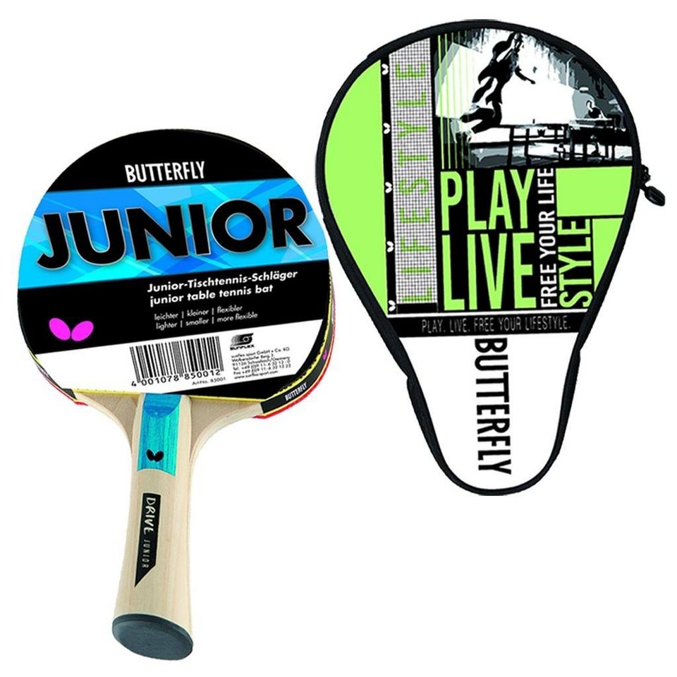 Butterfly Tischtennisschläger Junior + Hülle Free your Lifestyle, Tischtennis Schläger Set Tischtennisset Table Tennis Bat Racket