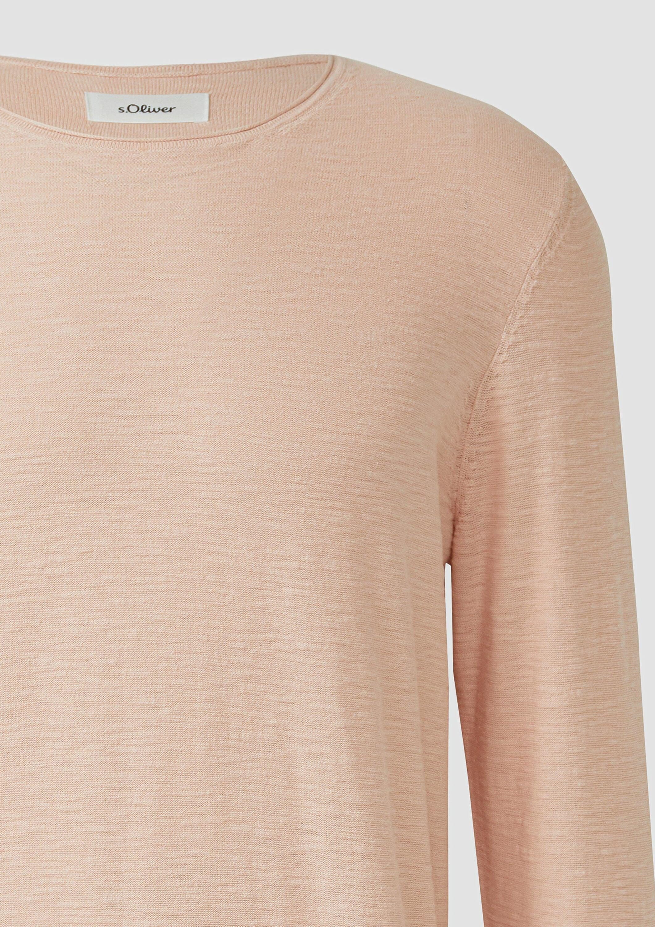 s.Oliver Longpullover Strickpullover Strickpullover mit Flammgarnstruktur und Rollkante