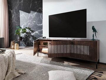 G+K Möbelvertriebs GmbH TV-Board Lowboard DALAMON, Mangoholz massiv, Steinfurnier, mit 3 Türen, BxHxT 180 x 60 x 40 cm
