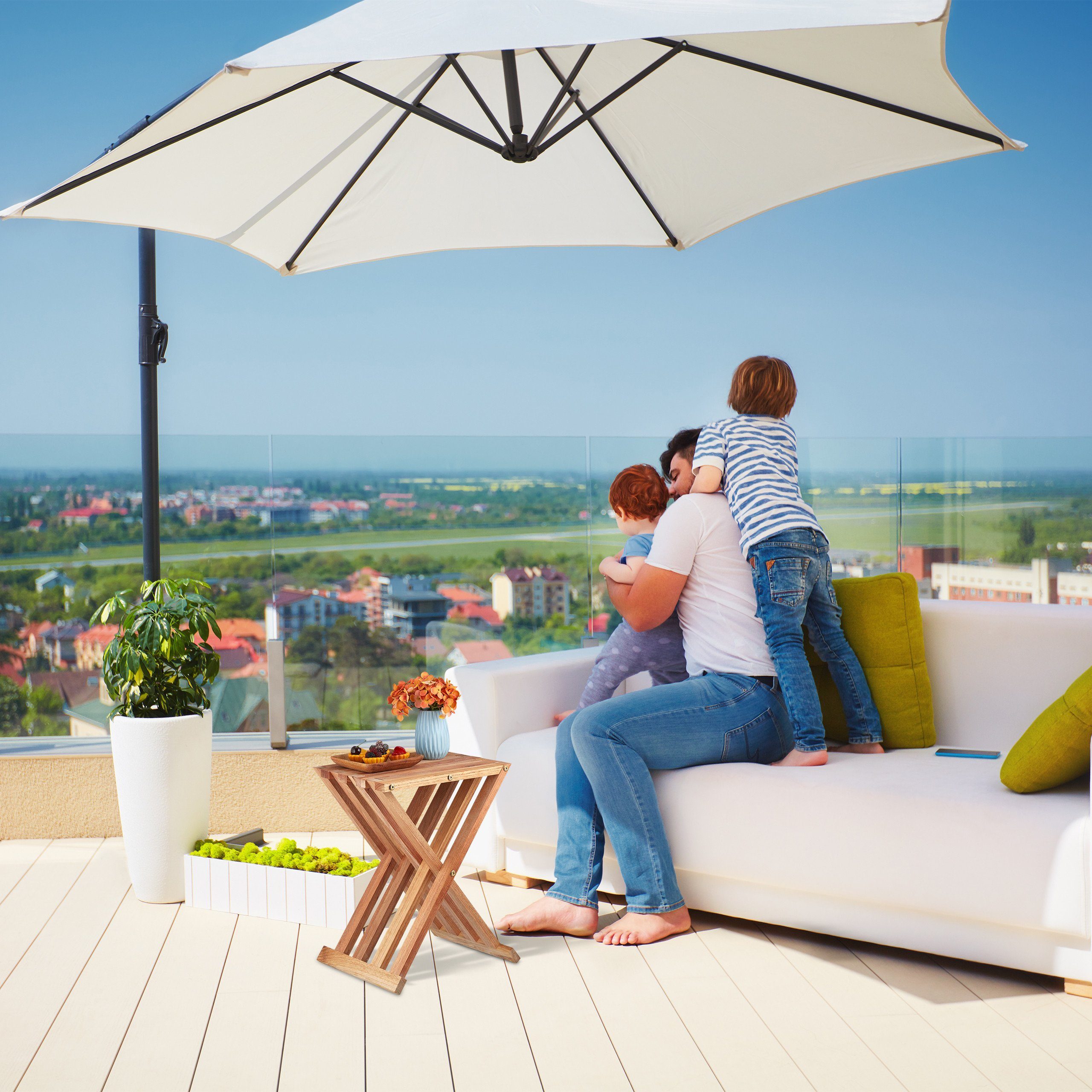 relaxdays Beistelltisch Klapptisch aus Walnuss Holz (Einzelstück, 1-St)