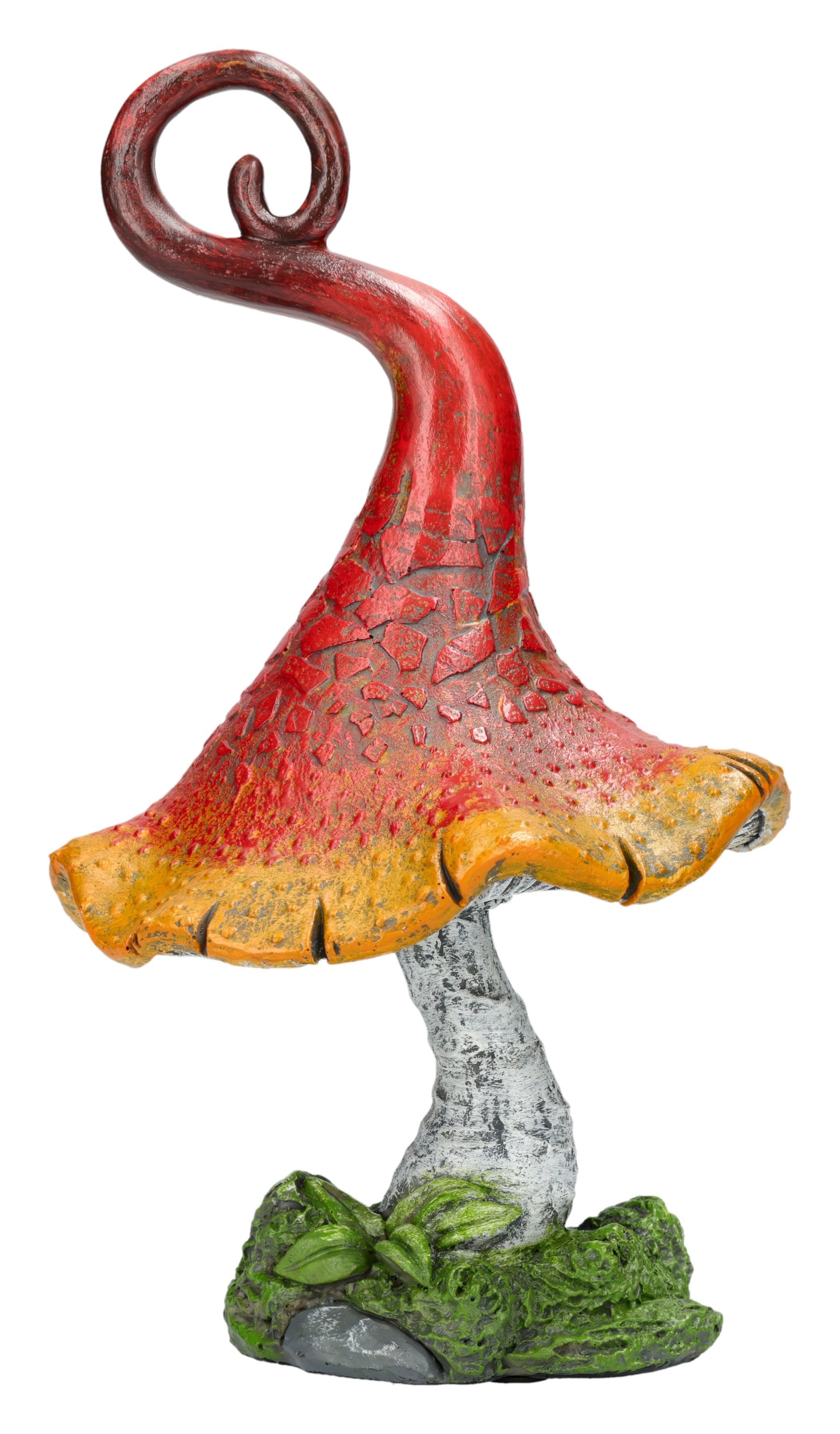 Figuren Shop GmbH Gartenfigur Pilz Figur – Garten Statue Fantasy Deko Orange-Rot 22 cm Gartenfigur