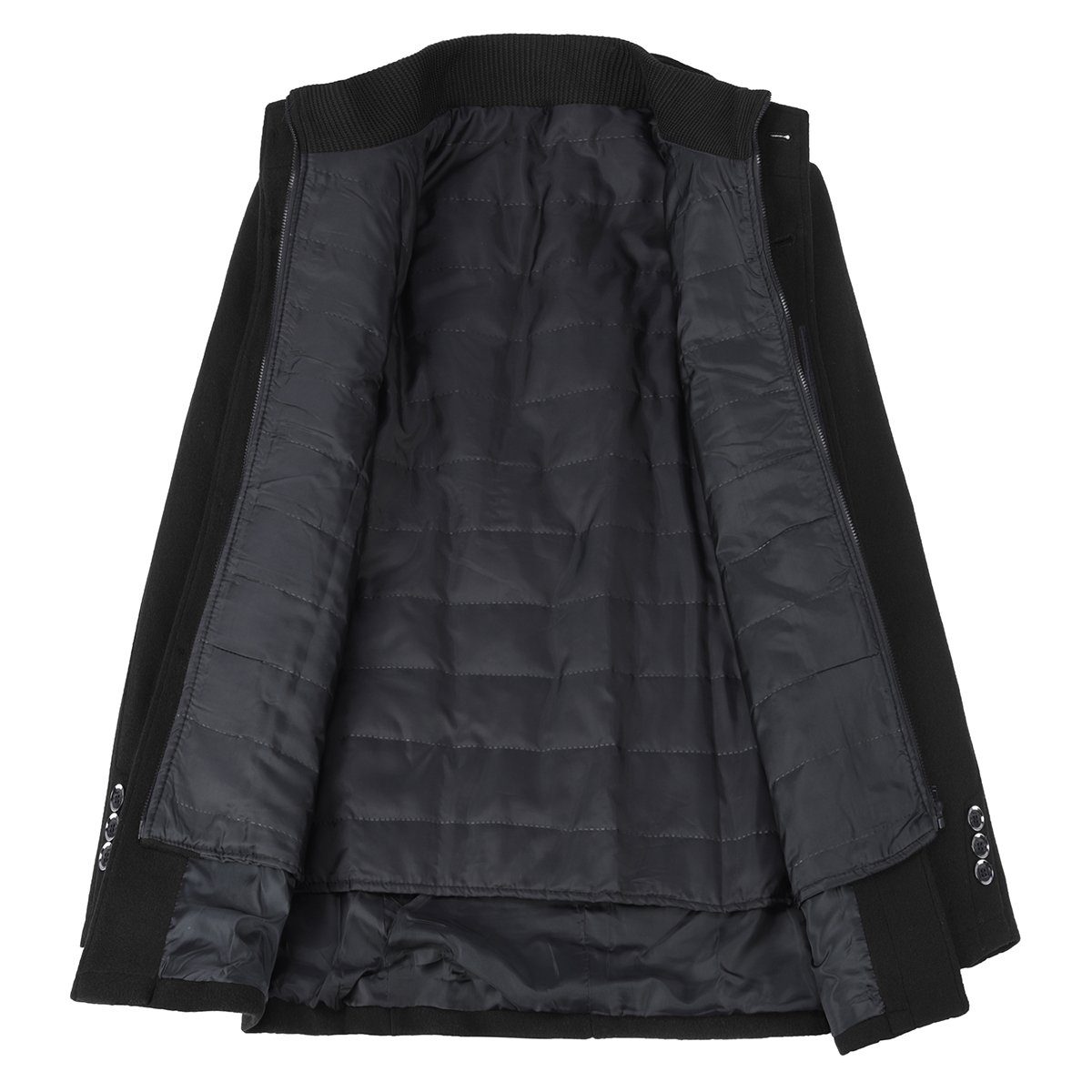 Allthemen Kurzmantel mit abnehmbarer dicker Weste Herren Wintermantel kurze Wolljacke
