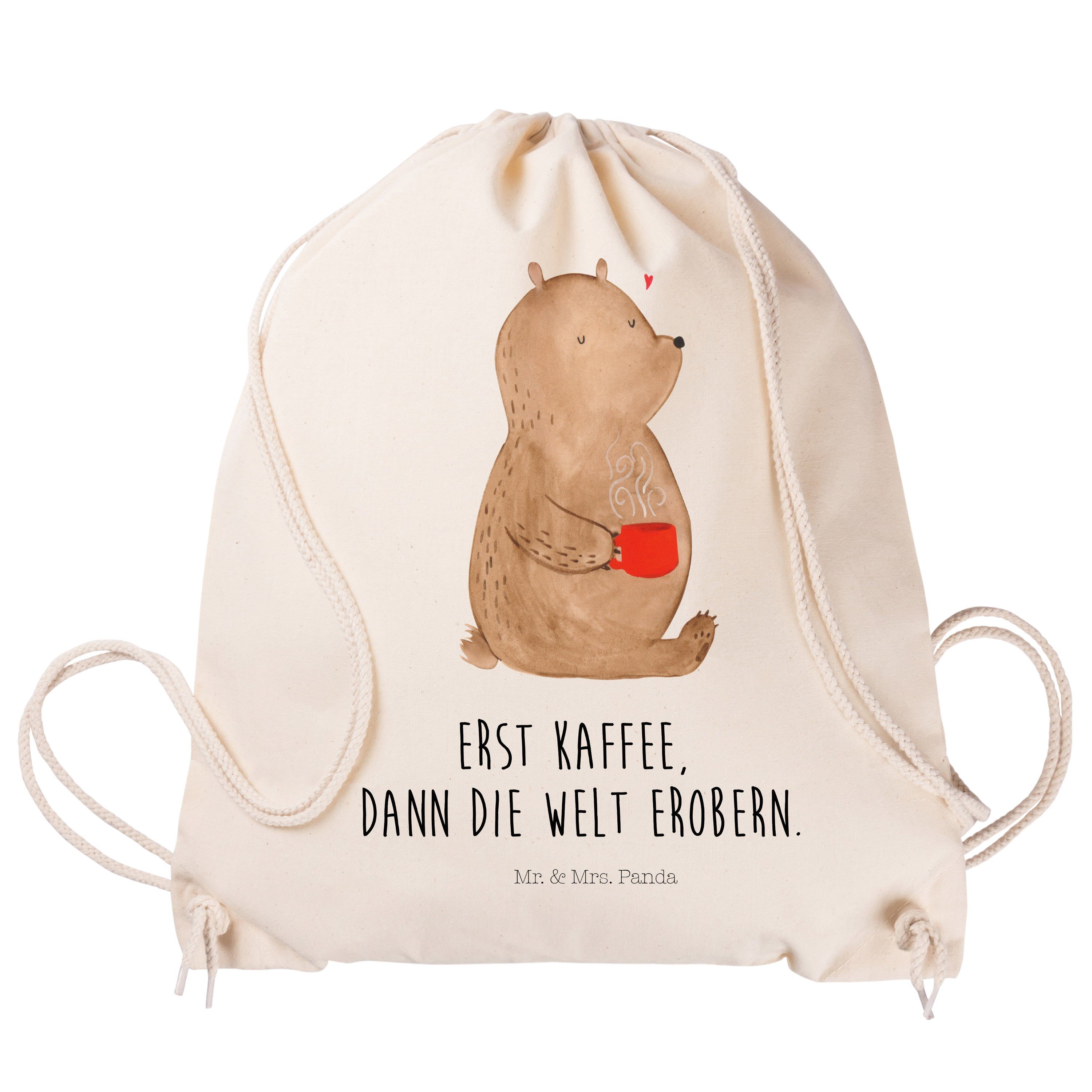 Geschenk, - Transparent Sporttasche Teddybär, Kaffee Mr. Panda Mrs. Turnbeutel, - (1-tlg) & Sporttasch Bär