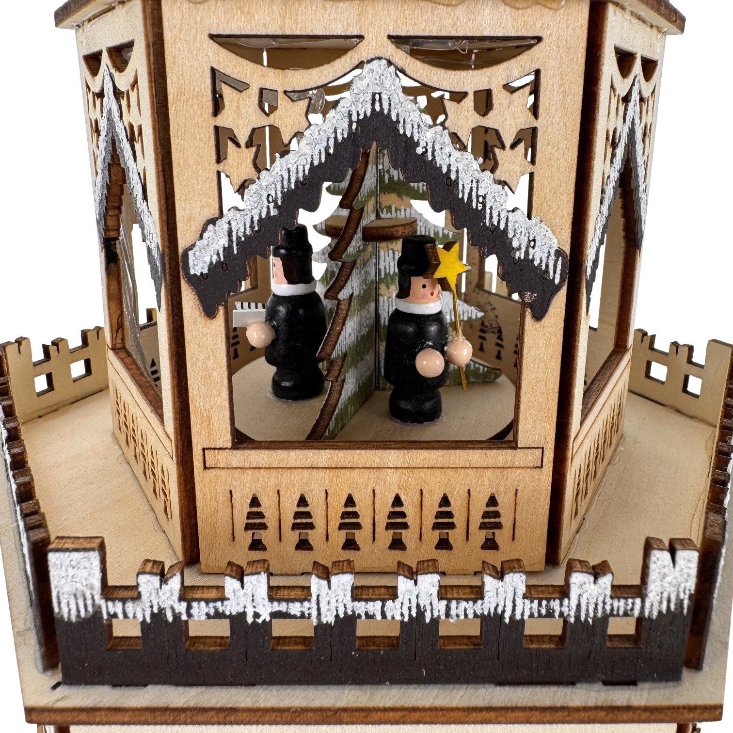 Online-Fuchs Weihnachtspyramide aus Holz, 2-stöckig mit LED-Weihnachtskerzen & Timer - Weihnachtsdeko, praktische 6-Stunden Timerfunktion - 38 cm hoch – Bild 4 von 5