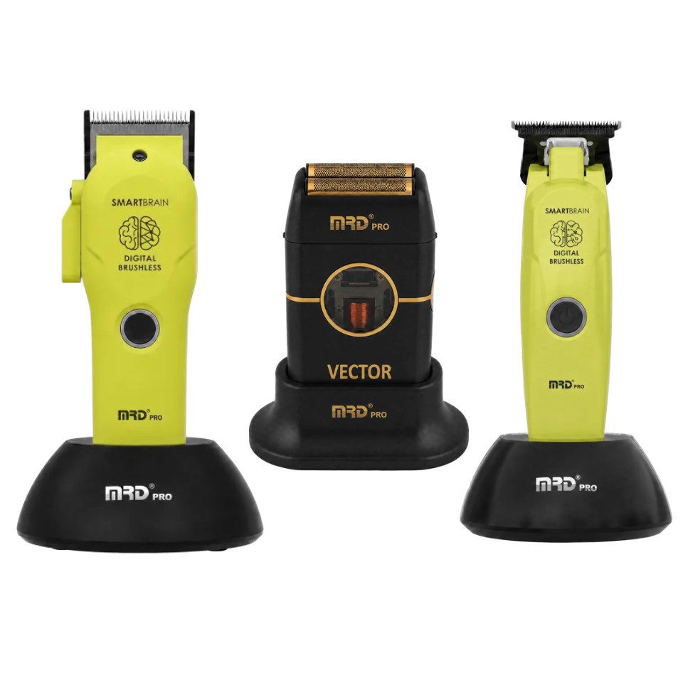MRD PRO Haarschneider MRD 3er, 3-teilig: Haarschneider, Trimmer und Shaver inklusive Zubehör, Bürstenloser BLDC-/Vector-Motor