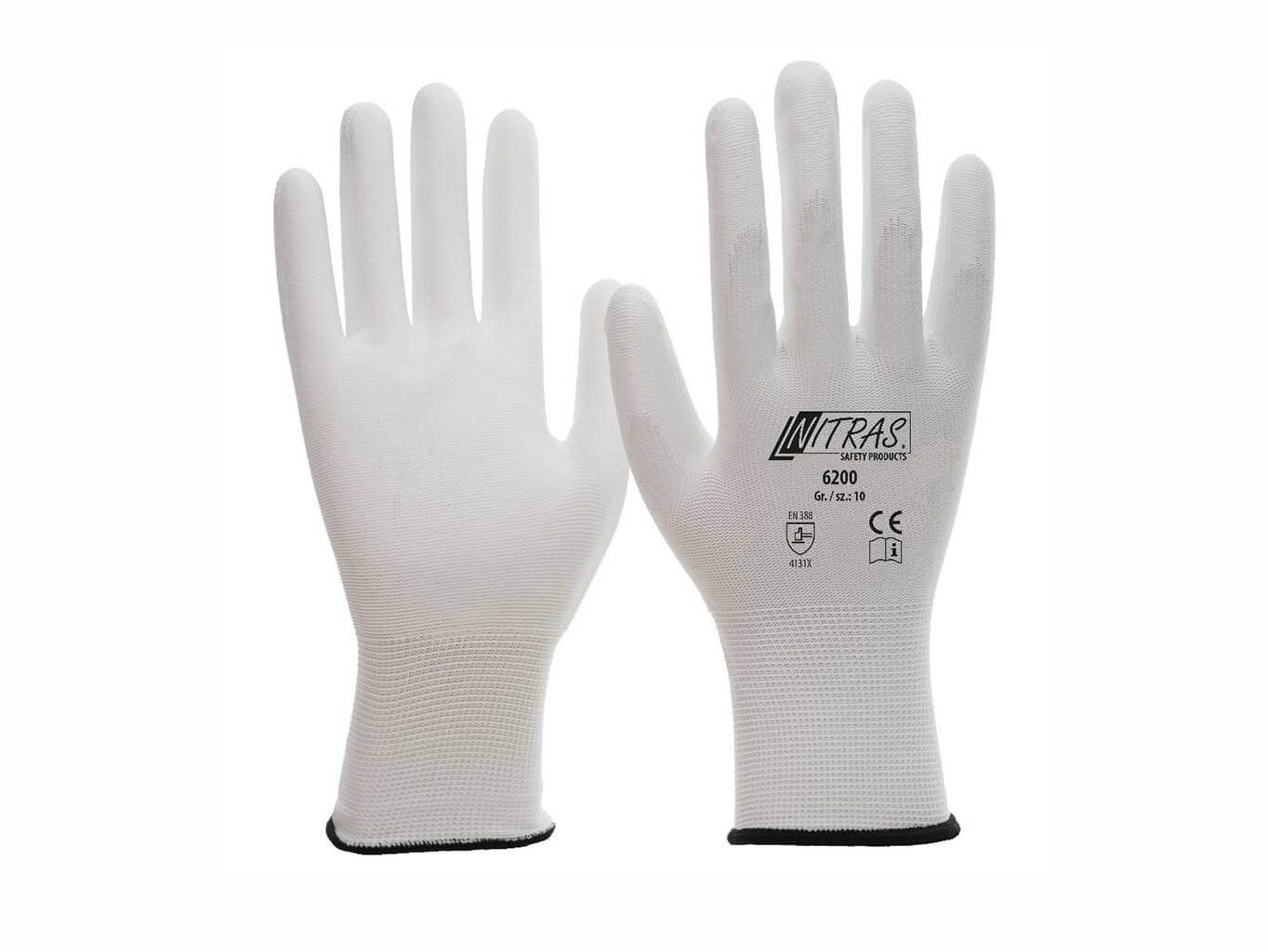 Nitras Arbeitshandschuhe Nylonhandschuhe PU weiß Gr. 6 (S)