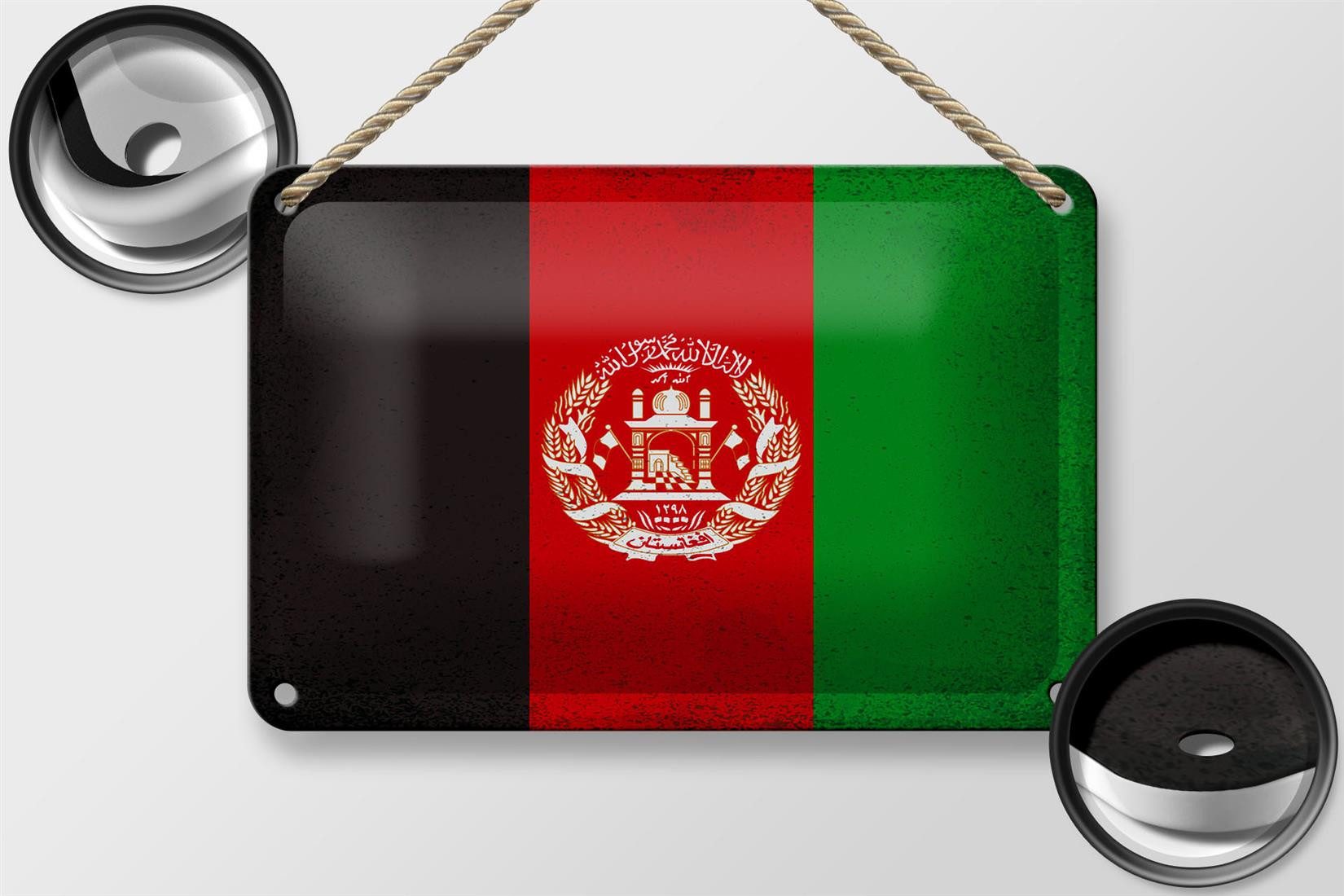 Femer GmbH Metallschild Flagge Afghanistan 18x12cm Afghanistan Vintage, (1 St), gewölbte Oberfläche, abgerundete Ecken, umgeschlagene Kanten