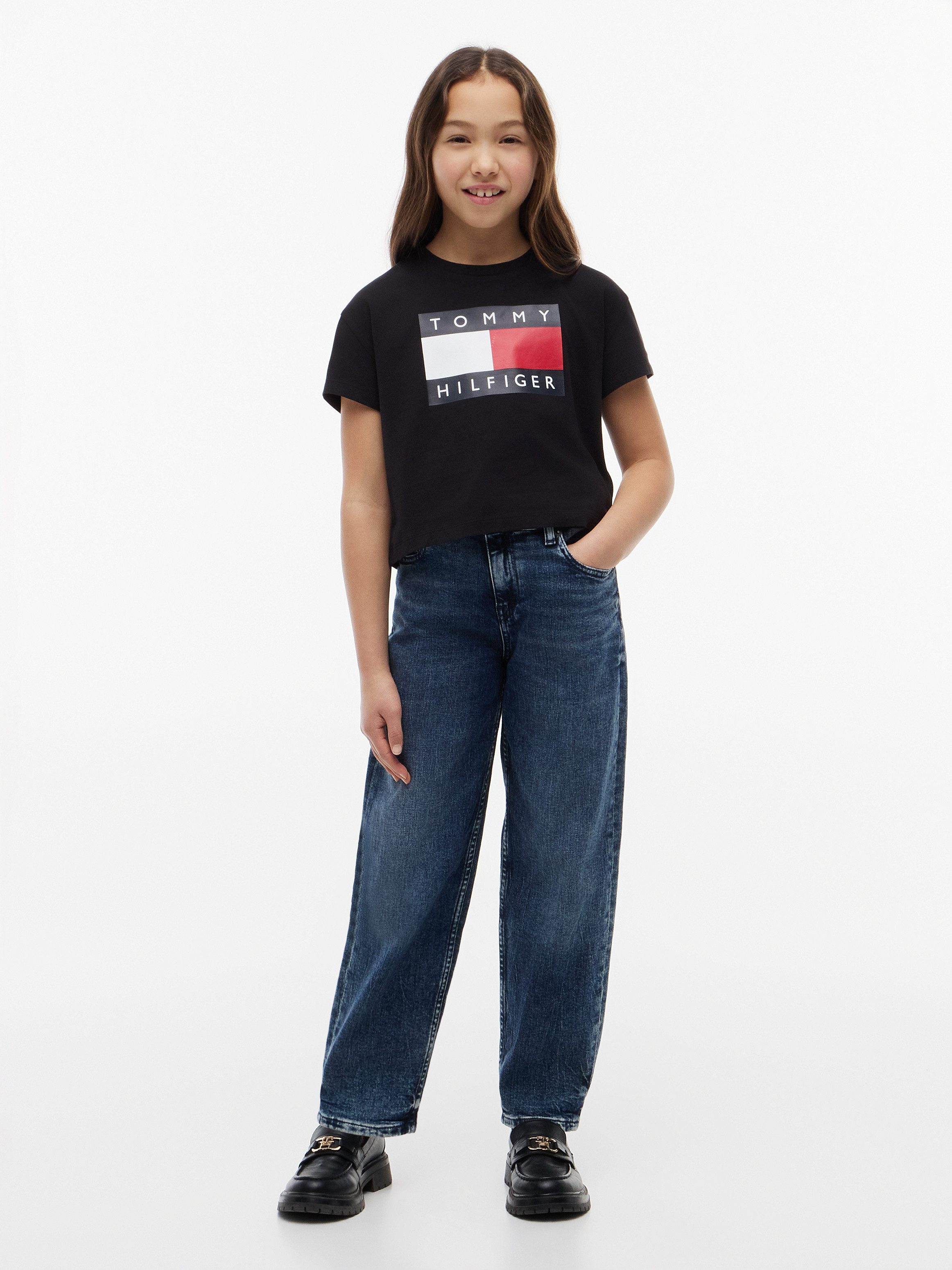 Tommy Hilfiger Tapered-fit-Jeans Barrel Leg Fit, Kinder bis 16 Jahre, hoher Bund – Bild 4 von 5