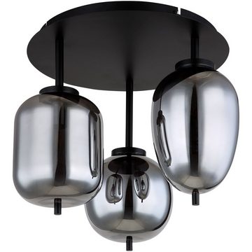 Globo Deckenleuchte Deckenleuchte Wohnzimmer Deckenlampe Schlafzimmer Rauchglas 15345-3D, 3 unterschiedlich geformte Lampenschirme, ohne Leuchtmittel, Lichtfarbe ist abhängig vom Leuchtmittel, Garderobe & Flur, Esszimmer, Gästezimmer, Küche, Flur