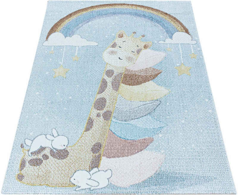 Kinderteppich LUCKY 3612, Ayyildiz Teppiche, rechteckig, Höhe: 11 mm, Kinder Giraffe Motivteppich
