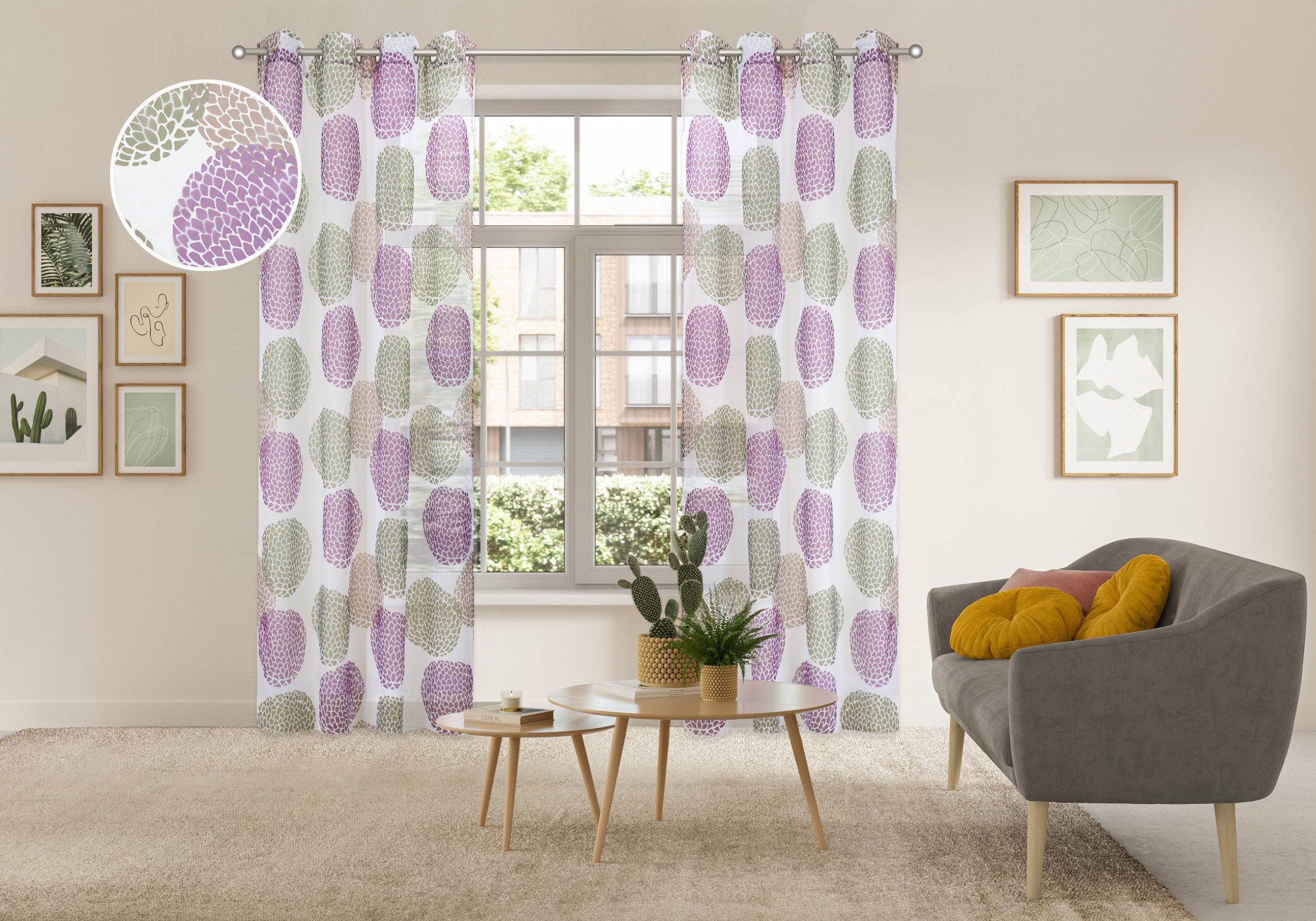 my home Gardine BELEM (1 St), Ösen, transparent, Polyester, 1 Schal, Polyes günstig online kaufen